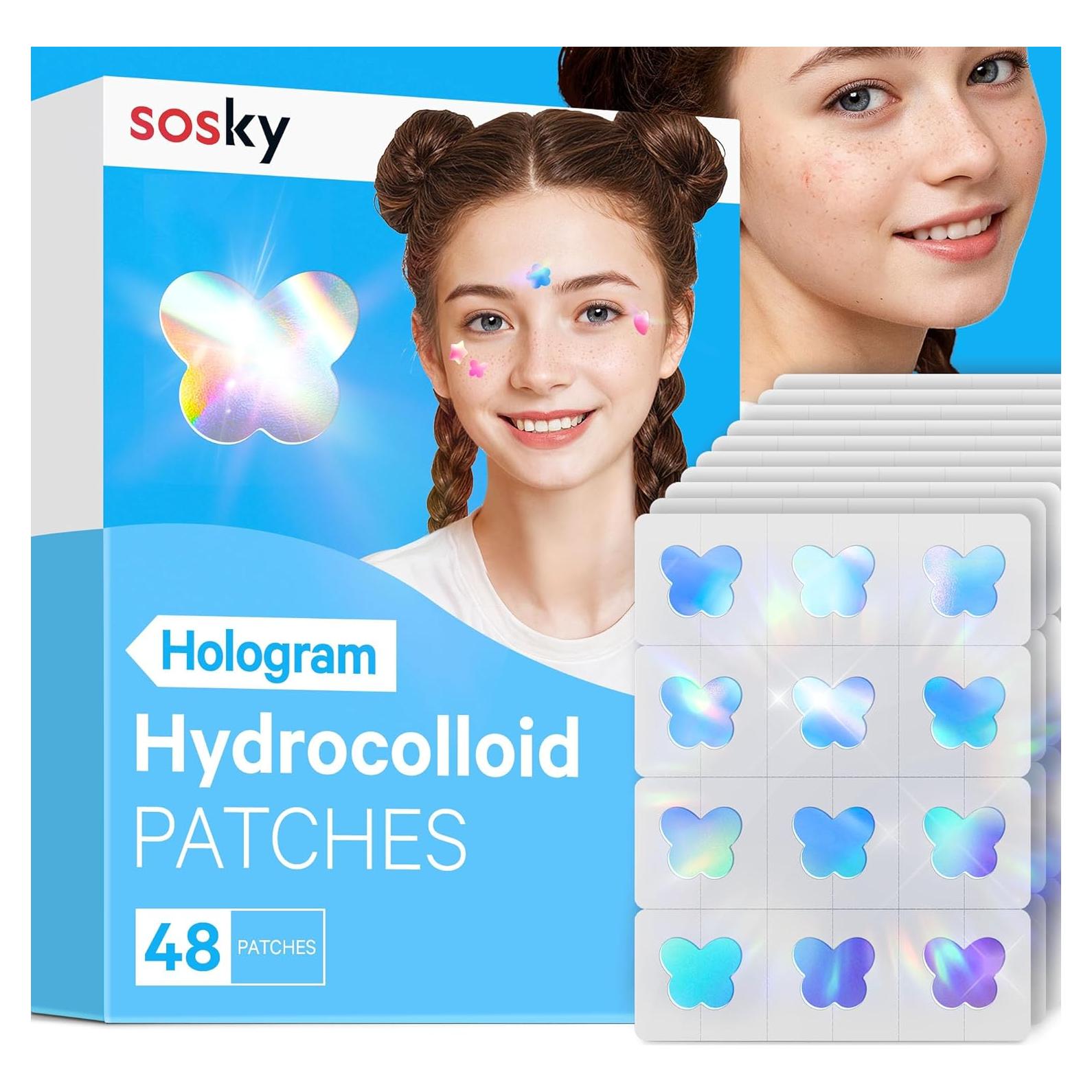 Parche Holográfico Sosky para Acné - 48 Unidades Coloridas