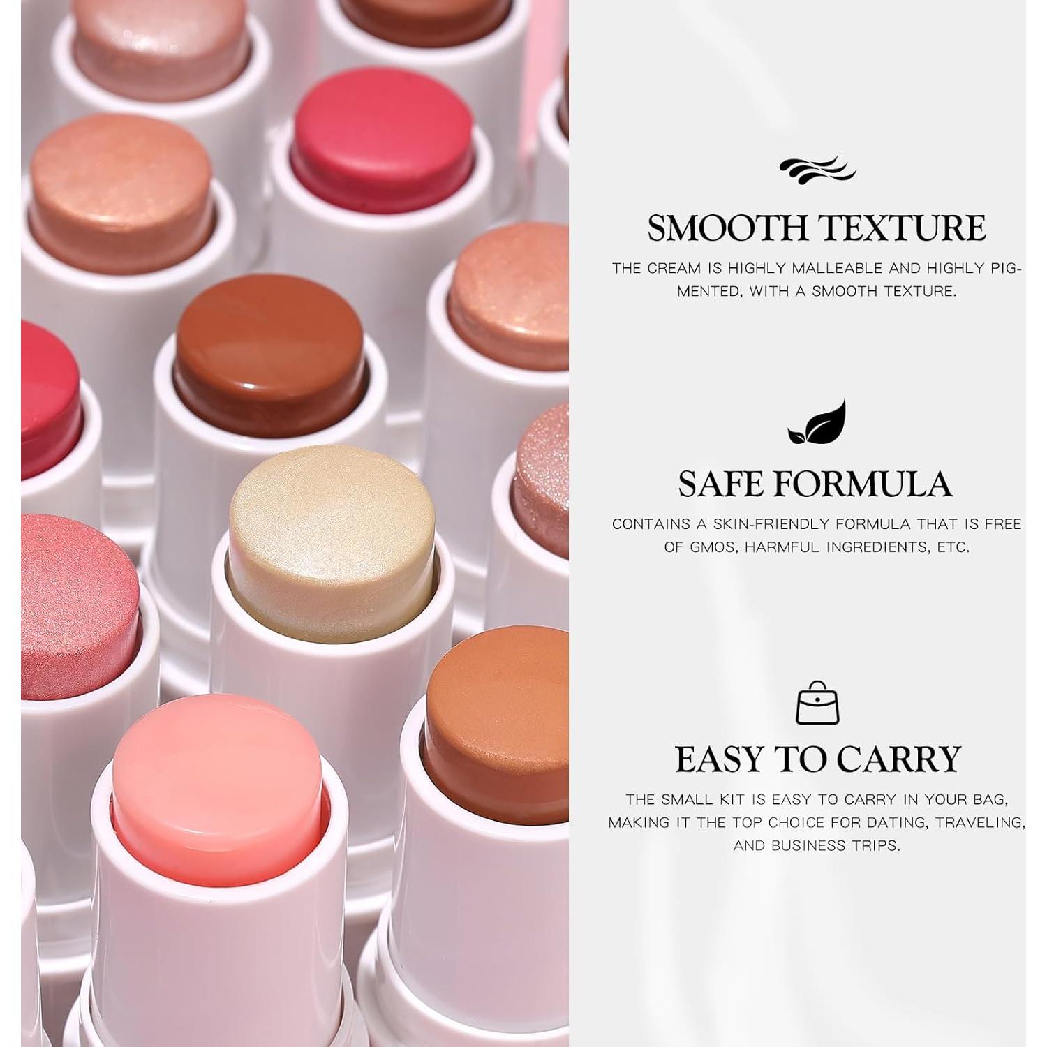 Juego de 3 Barras de Maquillaje Bayfree - Contorno, Rubor e Iluminador