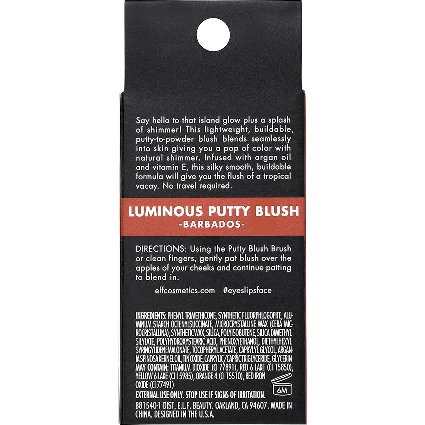Rubor Luminosa Putty e.l.f. 9.92g - Acabado Brillante Barbados