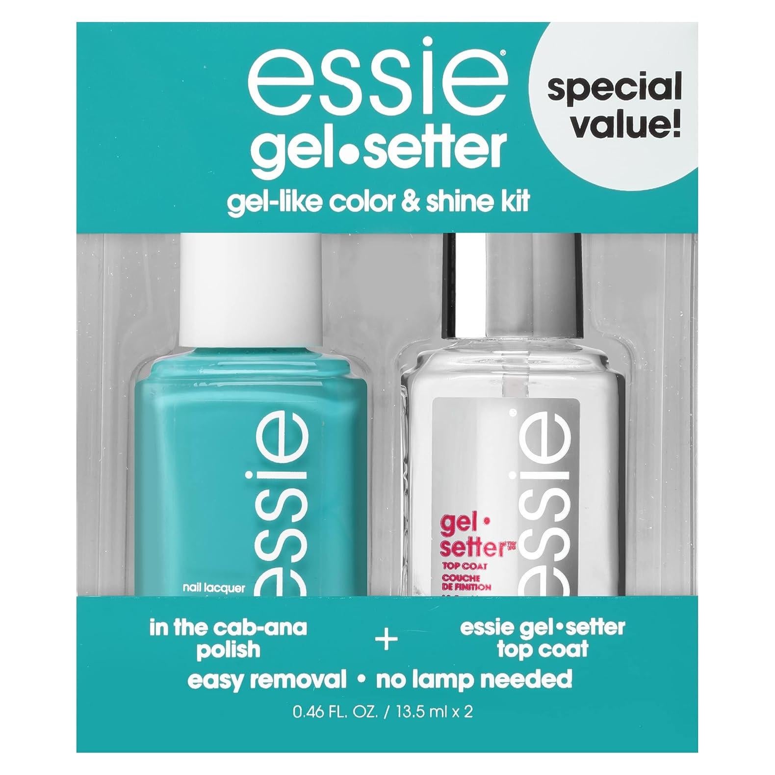 Kit de Esmalte de Uñas Essie Gel Setter Azul Aqua 13 ml