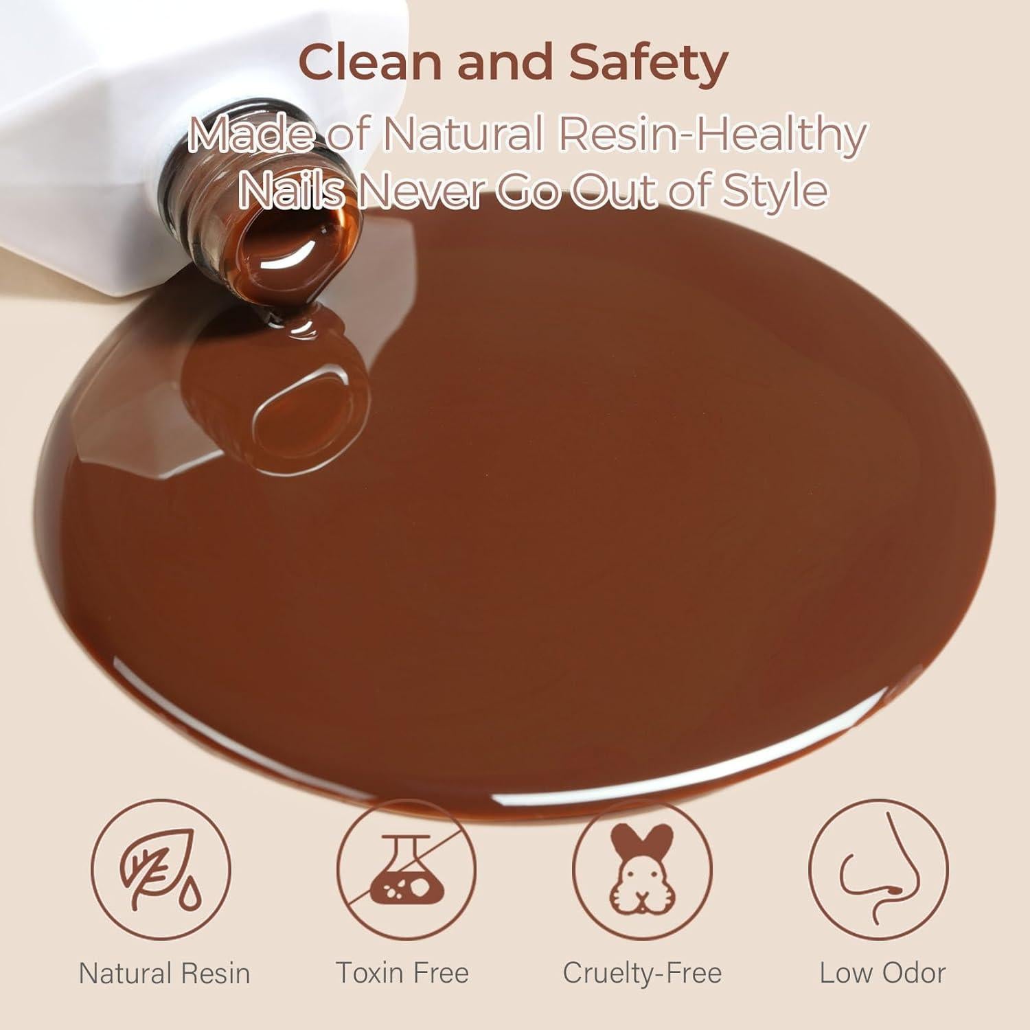 AILLSA Jelly Brown Gel Nail Polish - Dark Nude Gel Polish Sheer Amber Color Nail Polish Neutral Translucent Soak Off U V Gels Nails for Nail Art Manicure DIY at Home 0.51 Fl Oz /GB62