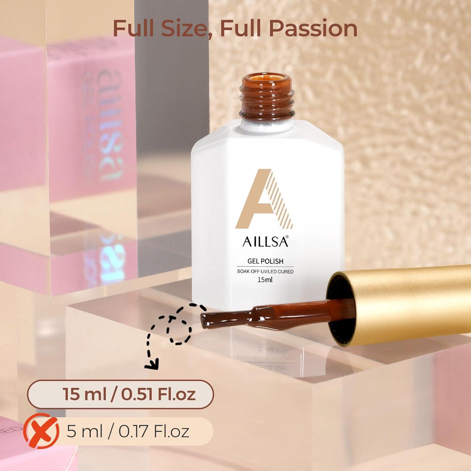 AILLSA Jelly Brown Gel Nail Polish - Dark Nude Gel Polish Sheer Amber Color Nail Polish Neutral Translucent Soak Off U V Gels Nails for Nail Art Manicure DIY at Home 0.51 Fl Oz /GB62