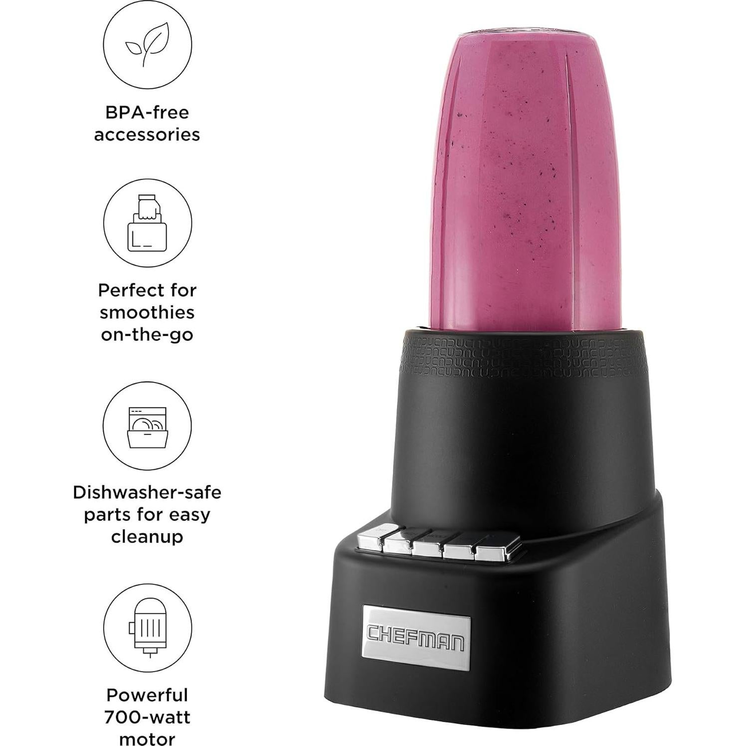 Mezclador Chefman Encimera + Viaje 12 Piezas 700W Negro