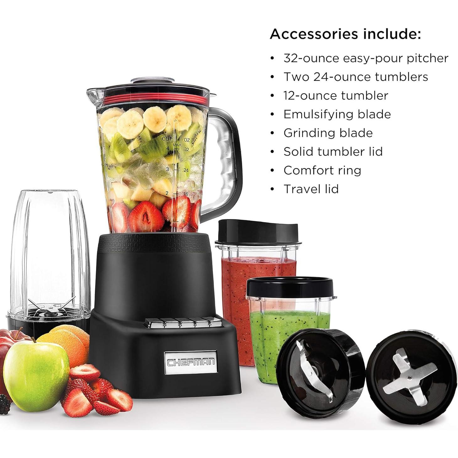 Mezclador Chefman Encimera + Viaje 12 Piezas 700W Negro