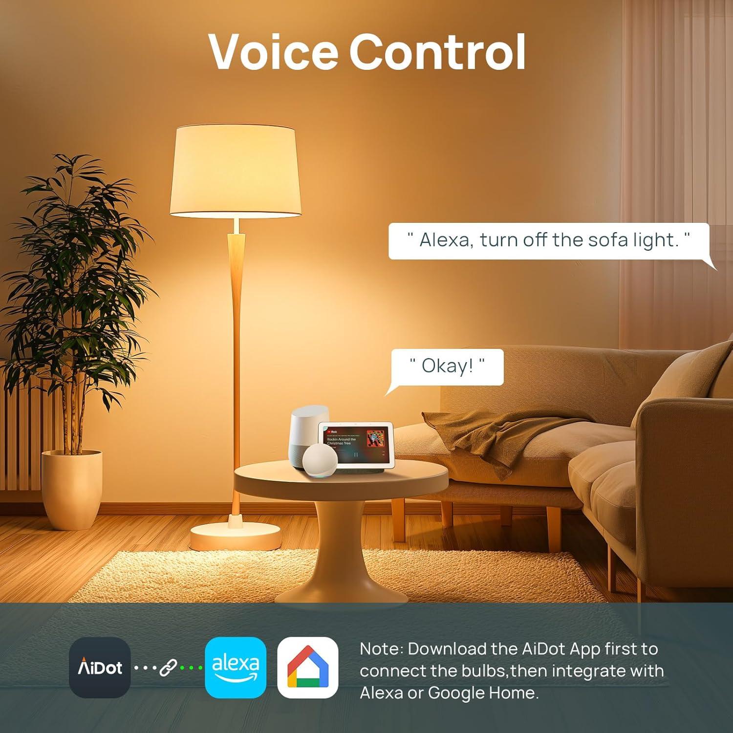 Bombillas Inteligentes Linkind A19 E26 800LM 4 Pack Wi-Fi Bluetooth