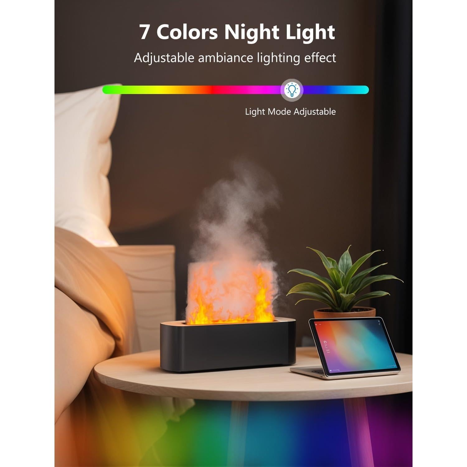 Difusor de Llama PIZAY - Humidificador 180ml, 7 Colores, Silencioso