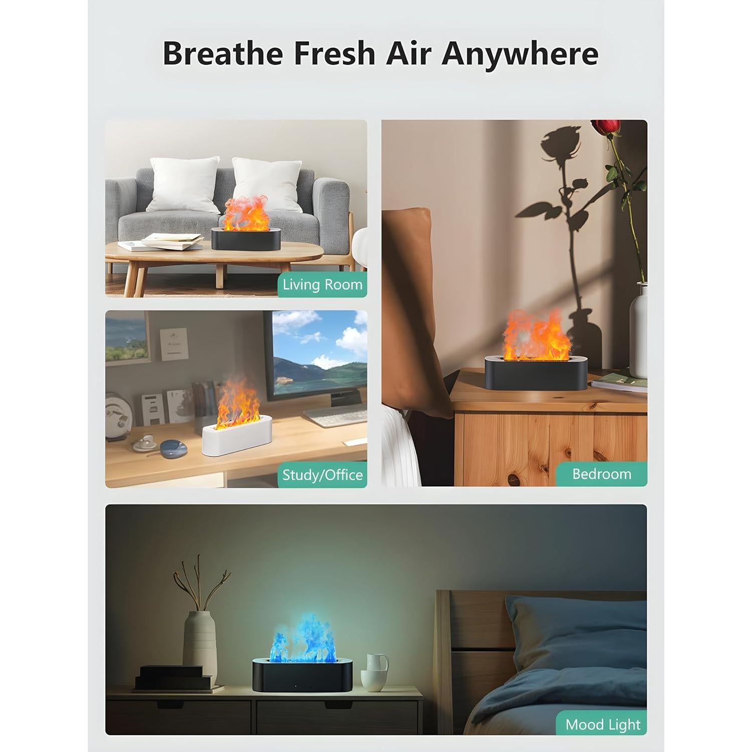 Difusor de Llama PIZAY - Humidificador 180ml, 7 Colores, Silencioso