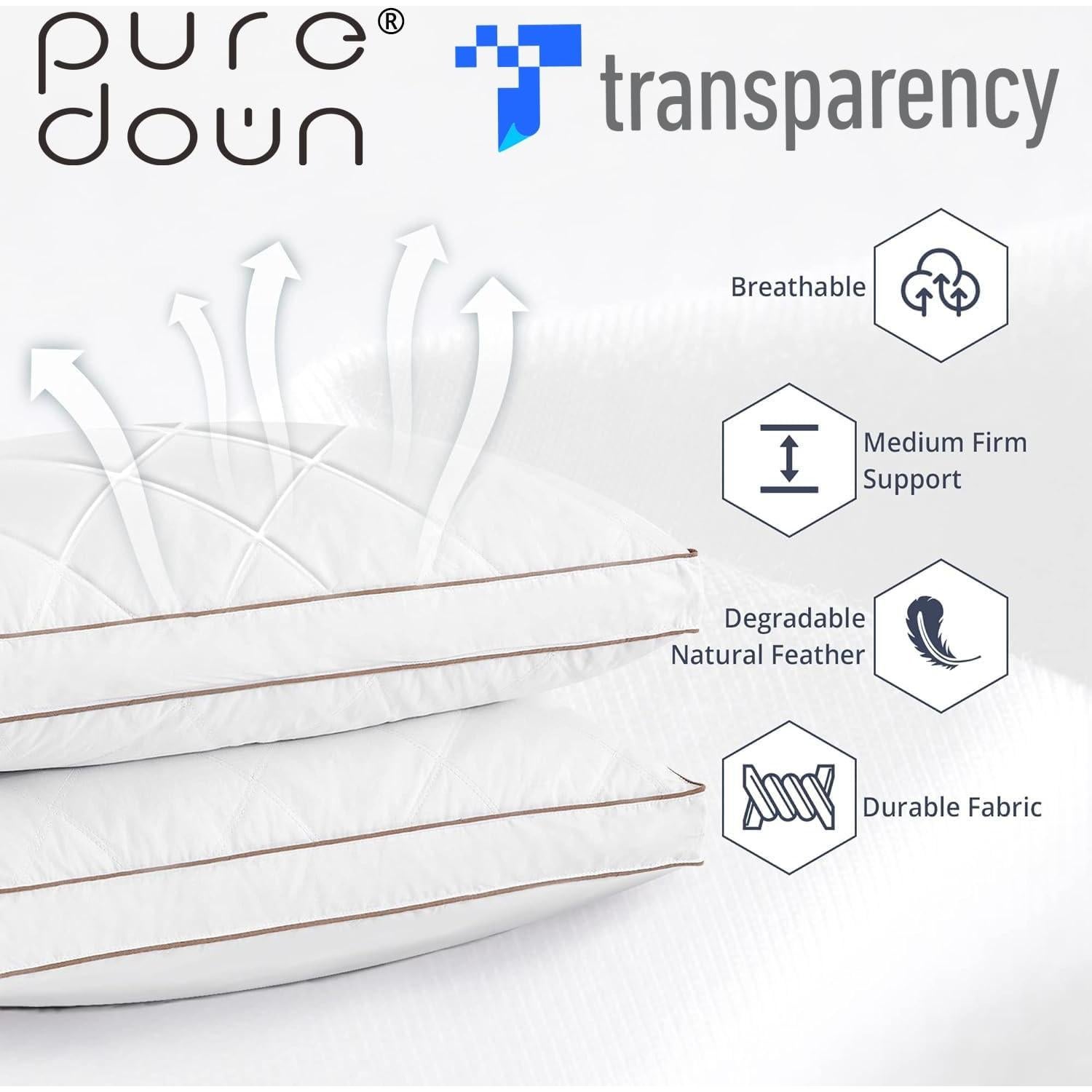 Almohadas de Plumas de Ganso puredown Rey Juego de 2