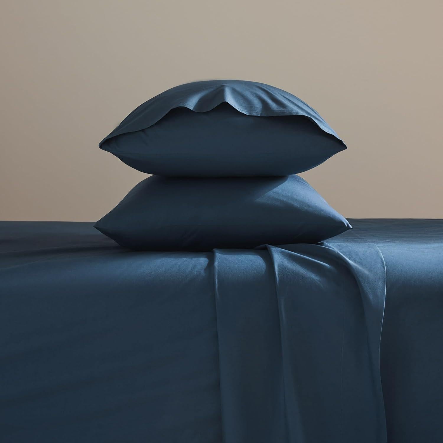 Juego de Sábanas Brooklinen Percale 4 Piezas 100% Algodón Completo Azul