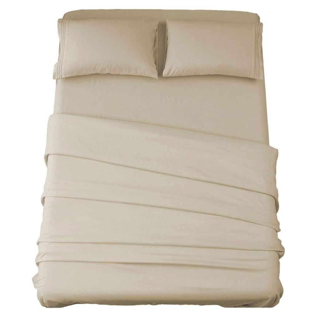 Juego de Sábanas SONORO KATE Microfibra 1800 Hilos Individual Beige