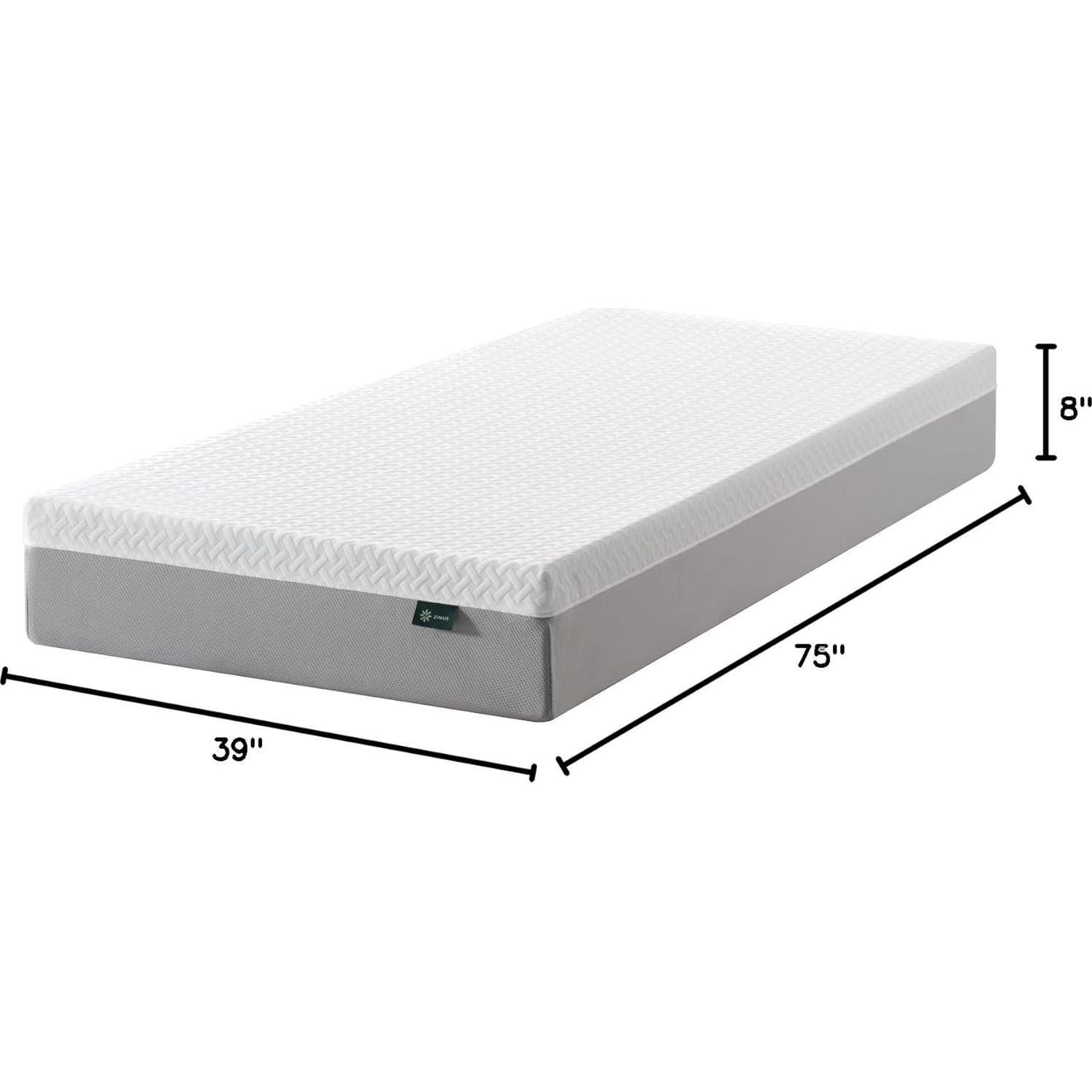 Colchón ZINUS Espuma Viscoelástica 8" Té Verde Individual