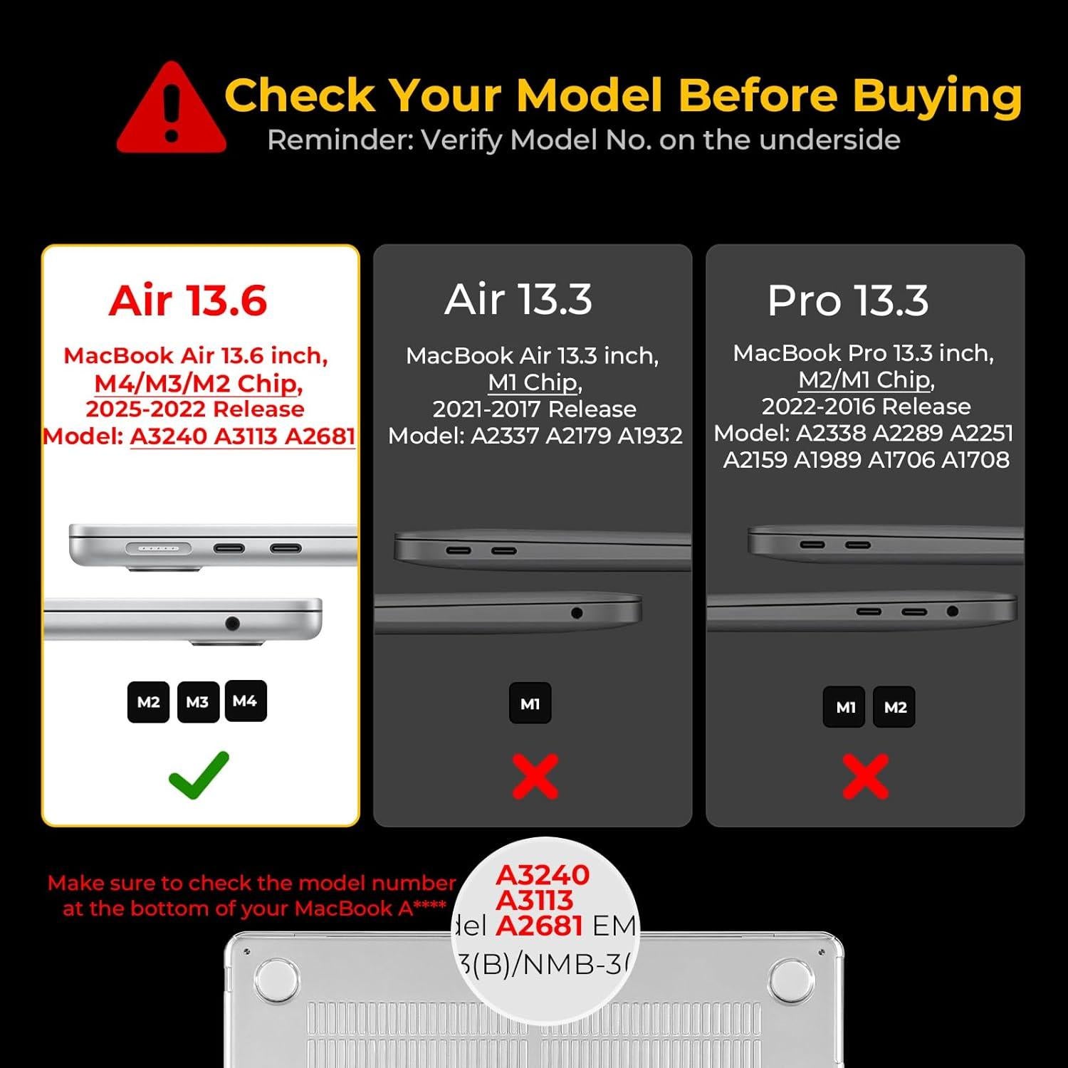 Funda EooCoo para MacBook Air 13.6" M4 M3 M2 Transparente