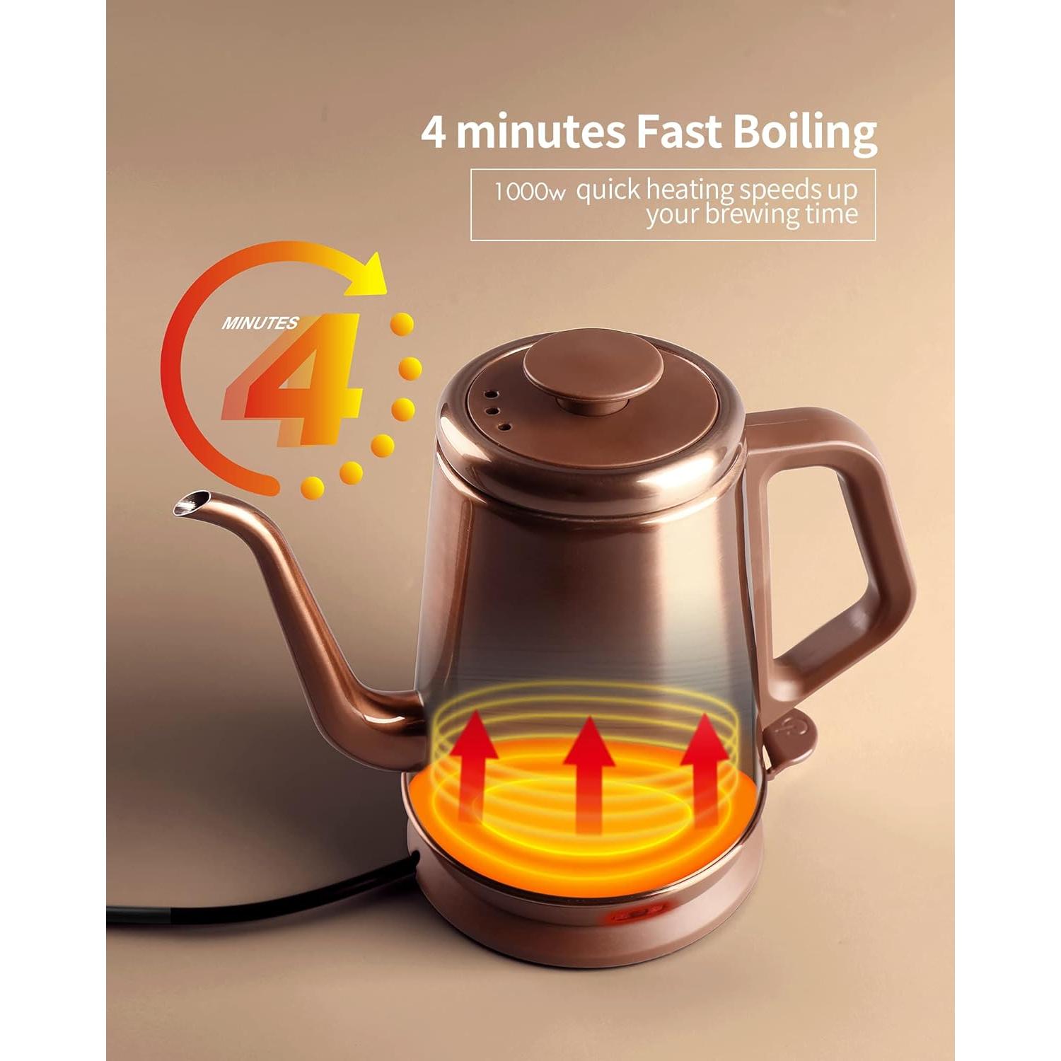 Hervidor Eléctrico DmofwHi 1000W 1.0L Acero Inoxidable Cobre