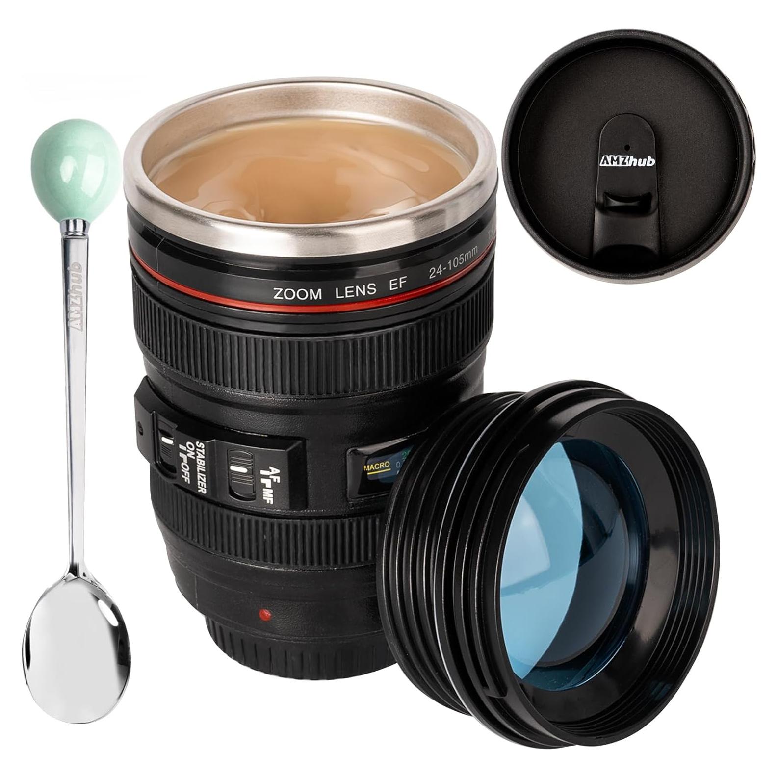 Taza de Café AMZHUB en Forma de Lente de Cámara 400 ml