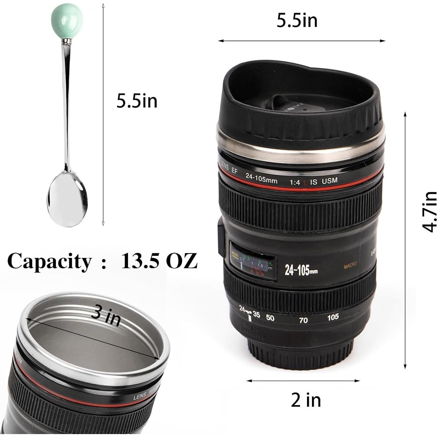 Taza de Café AMZHUB en Forma de Lente de Cámara 400 ml