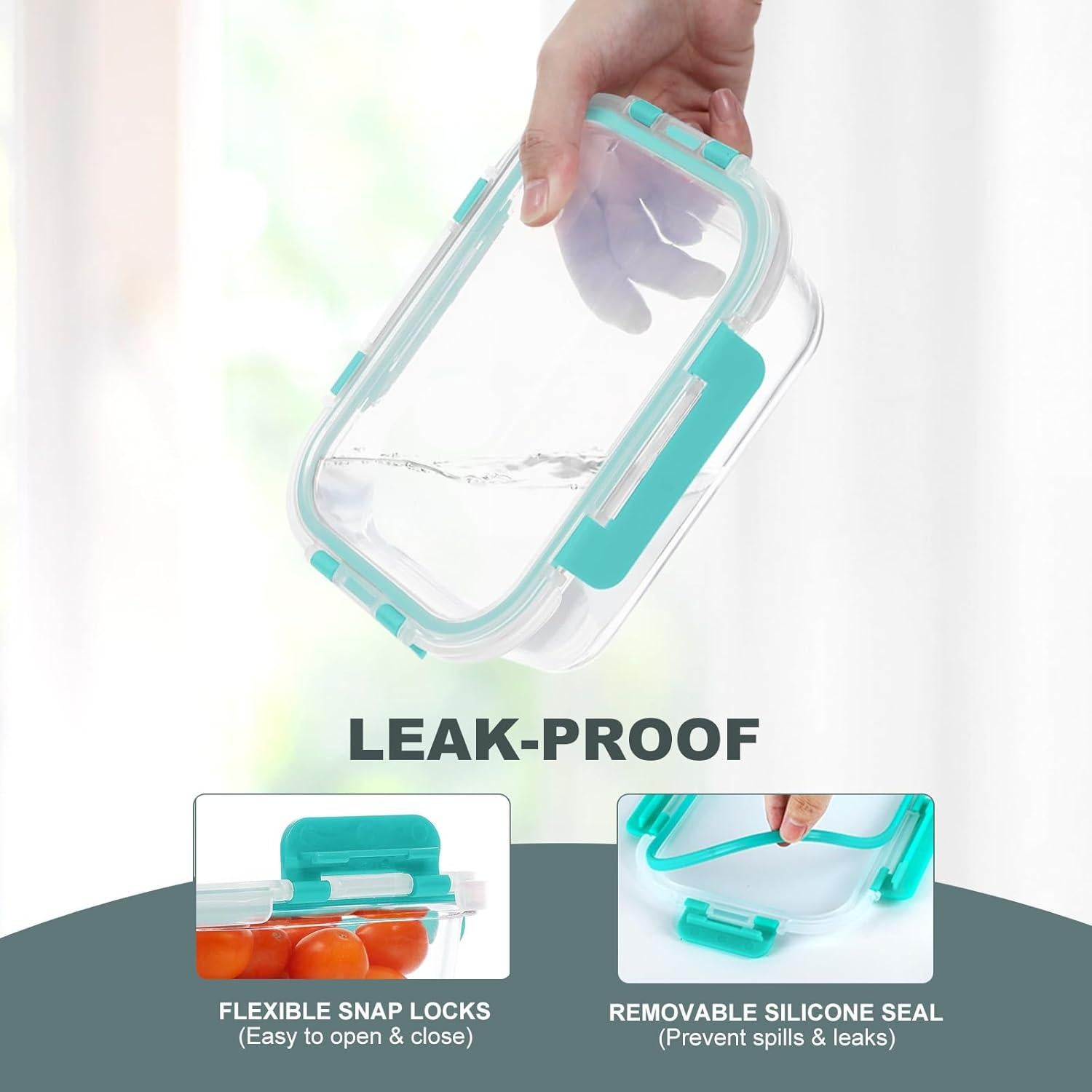 Paquete de 10 Contenedores de Almacenamiento de Vidrio KOMUEE