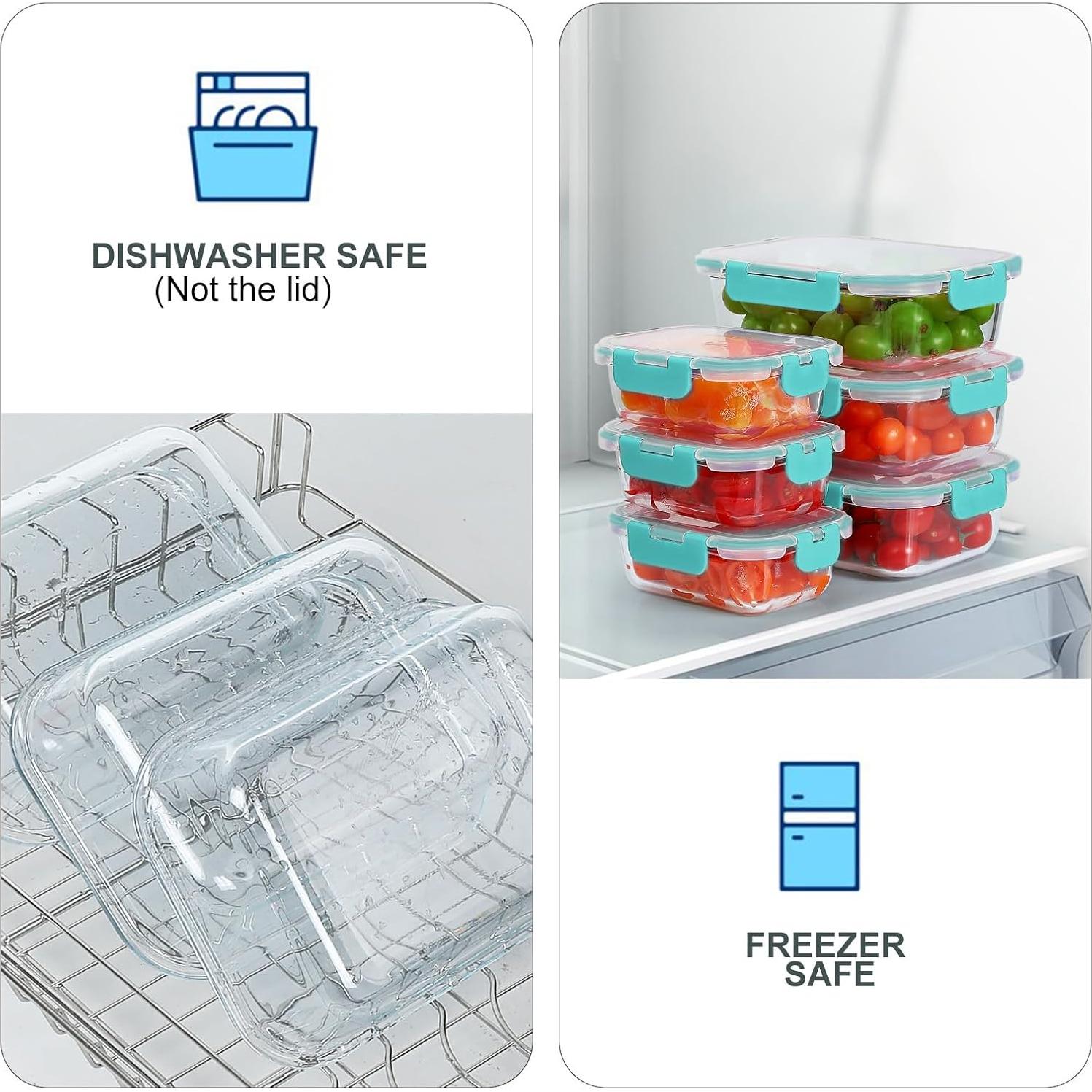 Paquete de 10 Contenedores de Almacenamiento de Vidrio KOMUEE