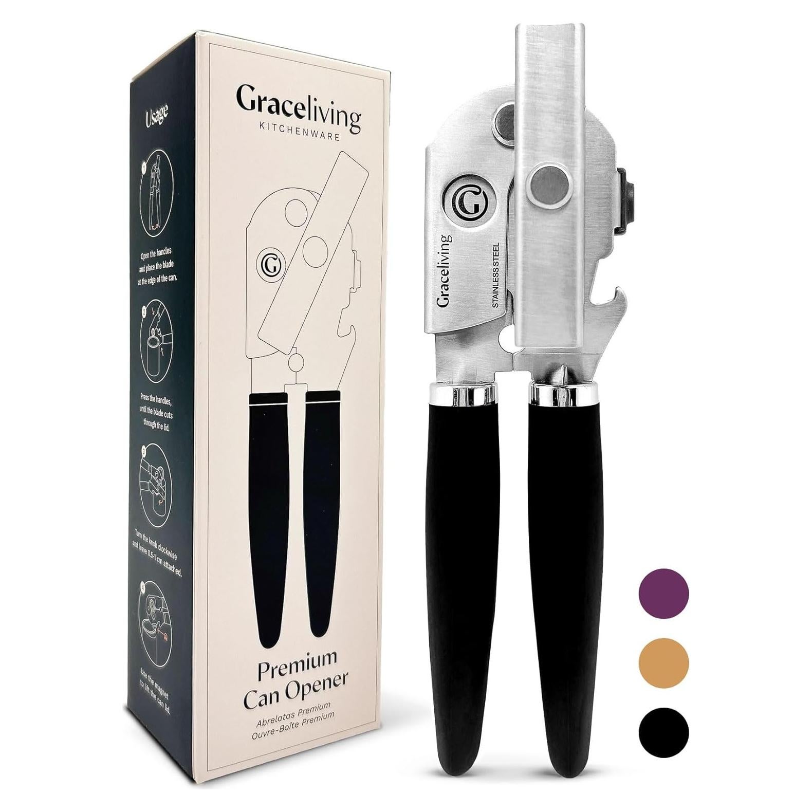 Abrelatas Manual Graceliving de Acero Inoxidable Negro