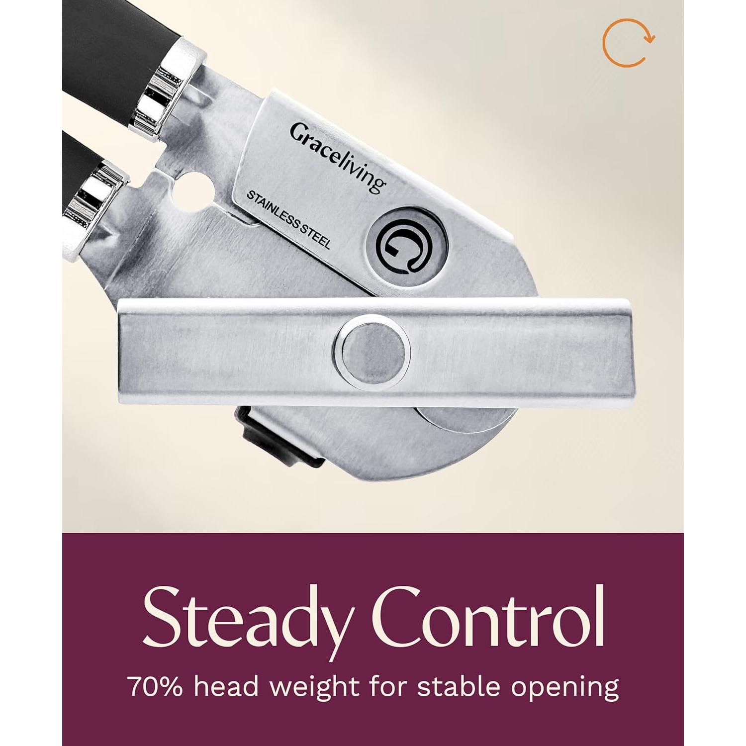 Abrelatas Manual Graceliving de Acero Inoxidable Negro