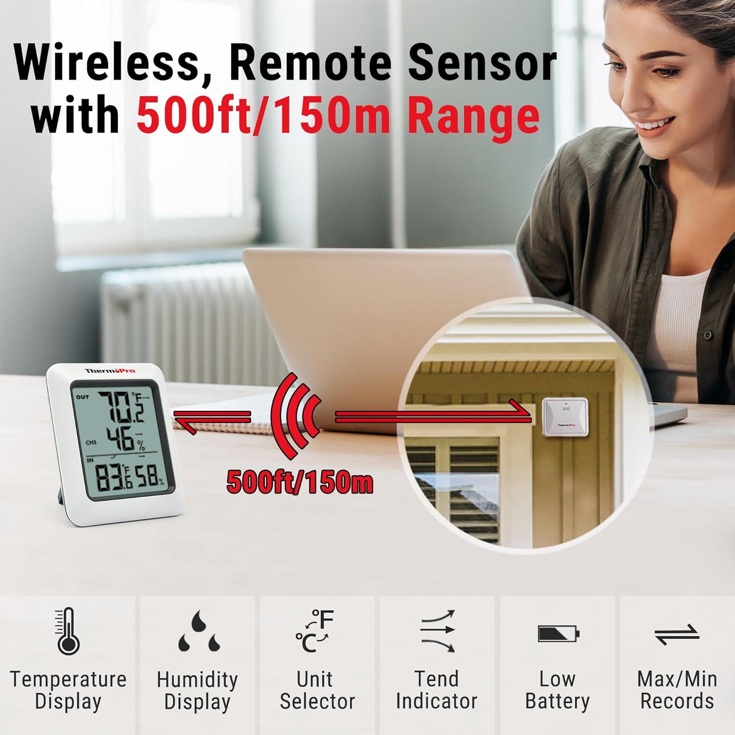 Termómetro Digital ThermoPro TP60 Inalámbrico Interior/Exterior