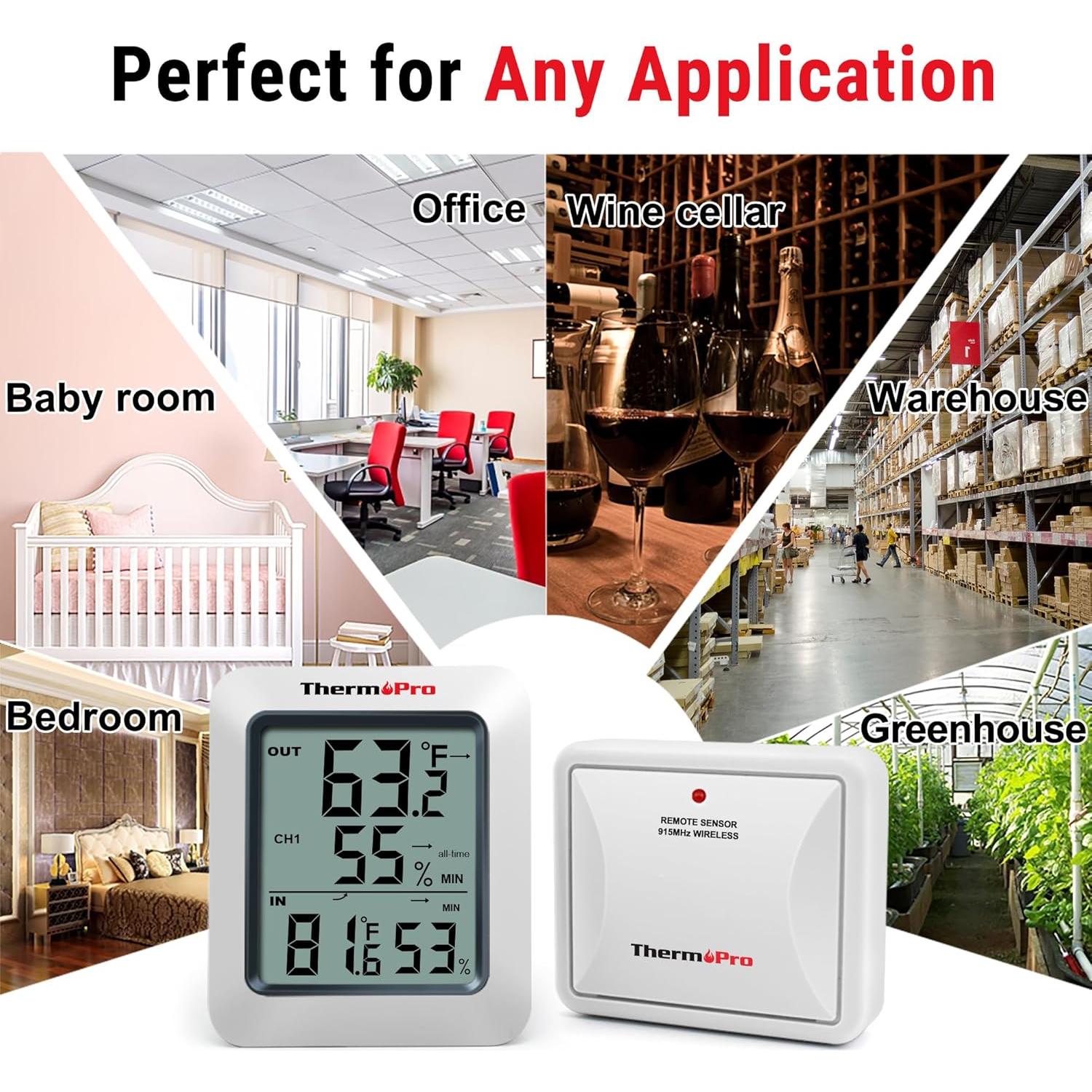 Termómetro Digital ThermoPro TP60 Inalámbrico Interior/Exterior