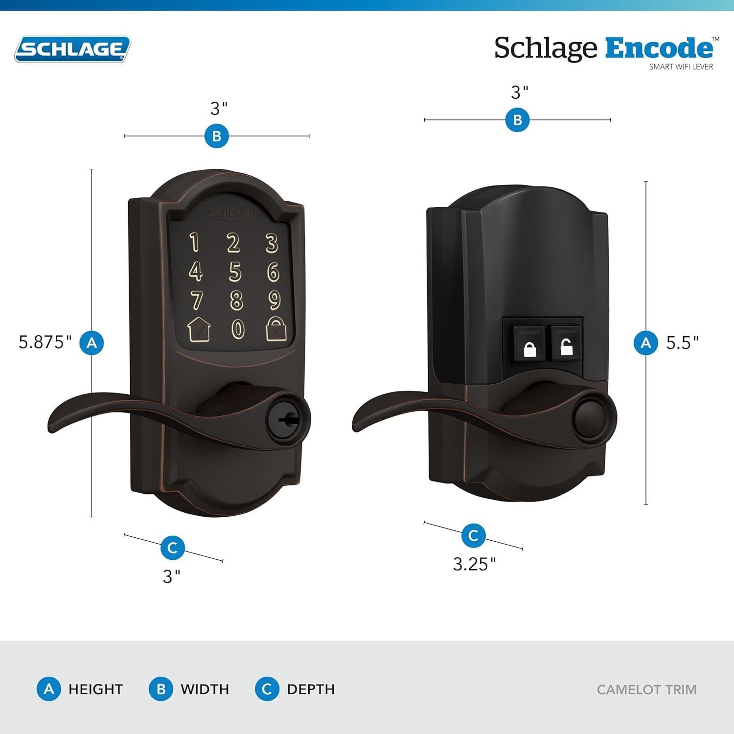Cerradura Inteligente Schlage Encode WiFi Camelot Bronce