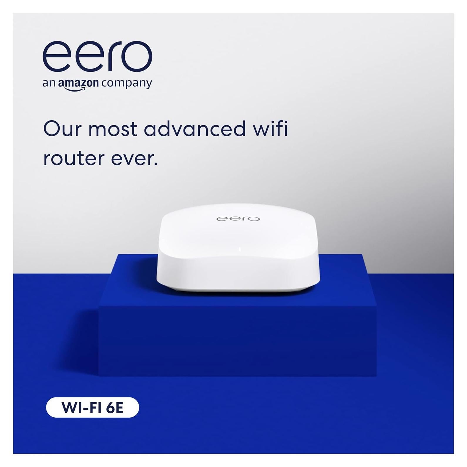 Like-New Amazon eero Pro 6E mesh wifi router (newest model) - Supports internet plans up to 2.5 Gbps, Coverage up to 2,000 sq. ft., Connect 100+ devices, 1-pack