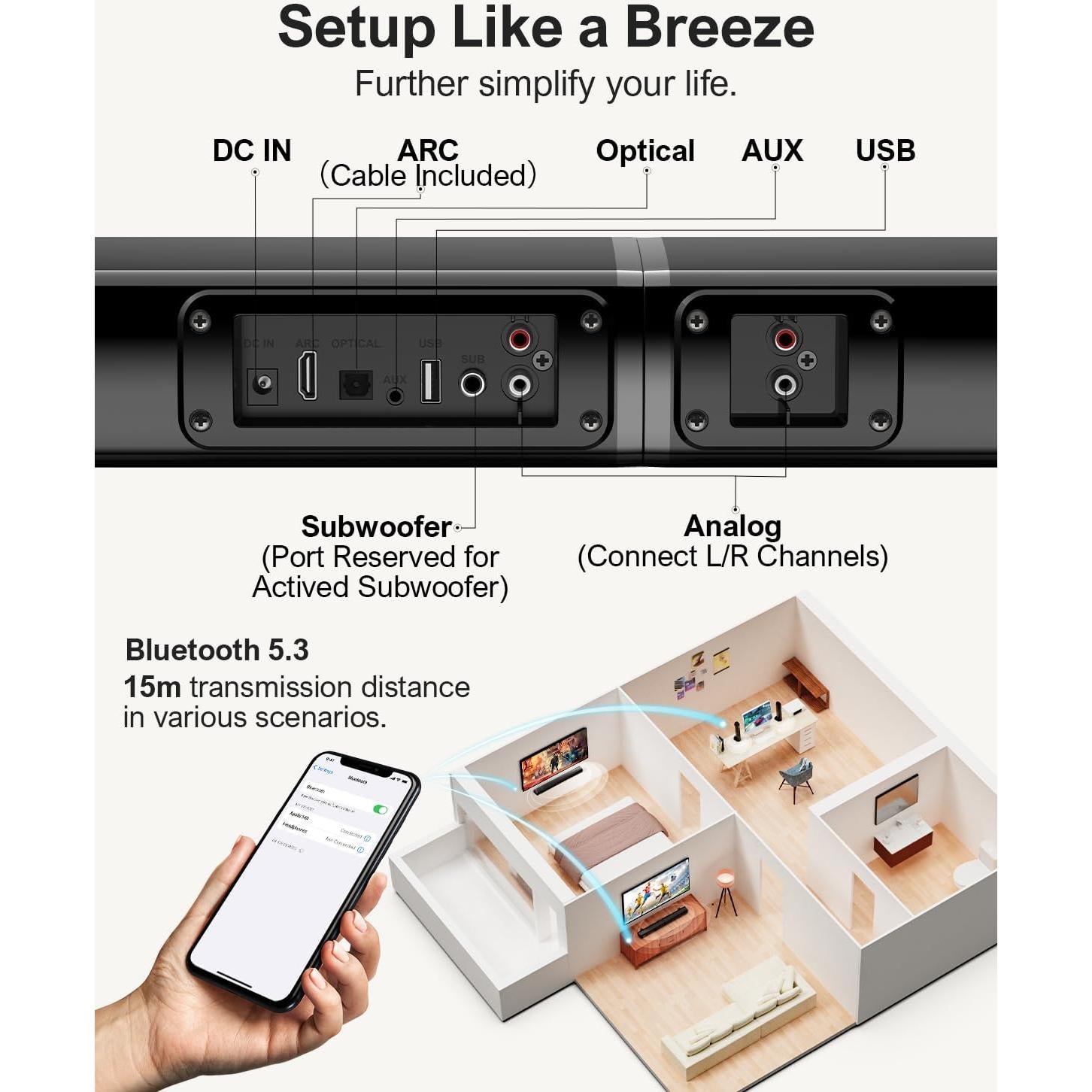 Barra de Sonido ULTIMEA Apollo S40 2.2ch Bluetooth 5.3 100W