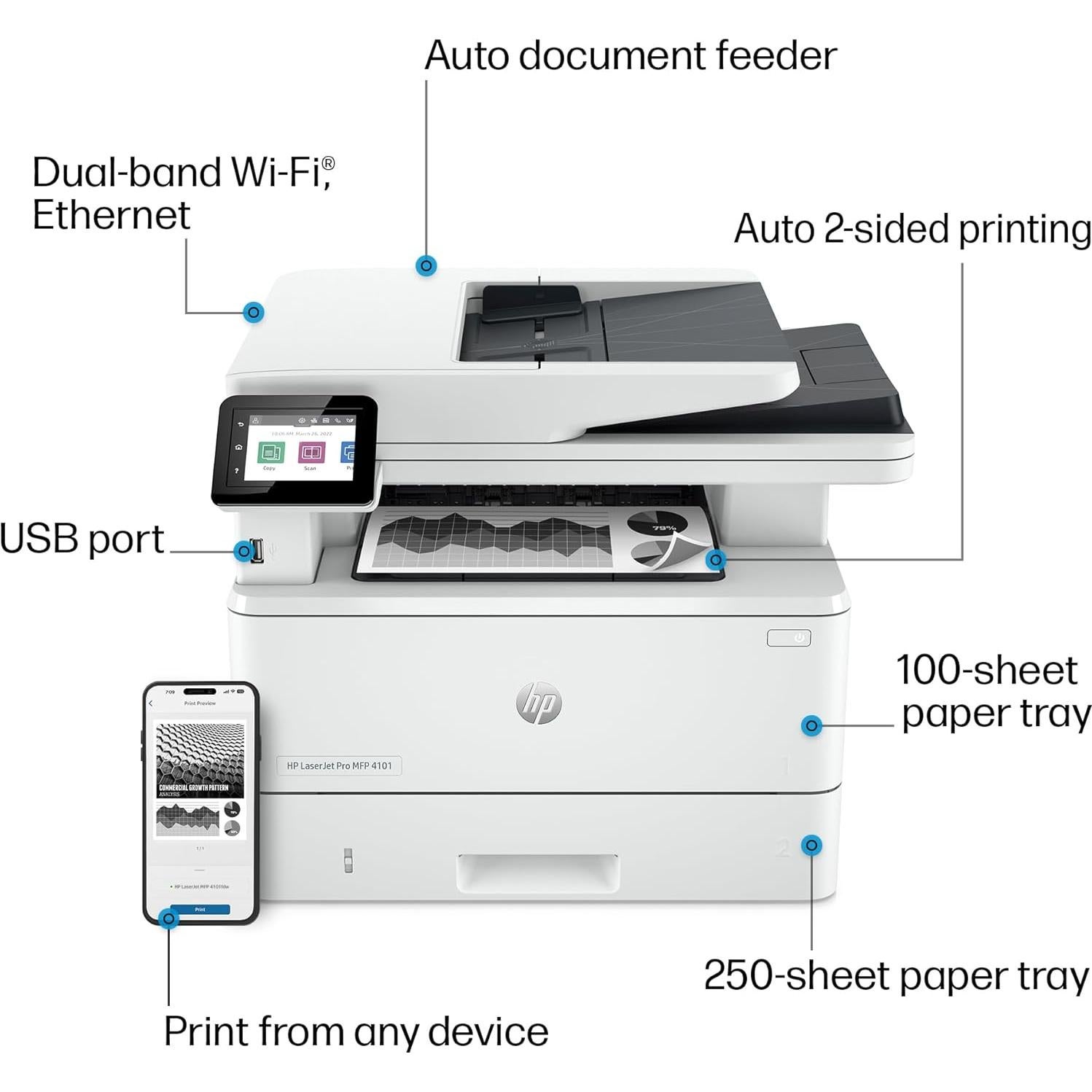 Impresora Multifuncional Láser HP LaserJet Pro 4101fdw