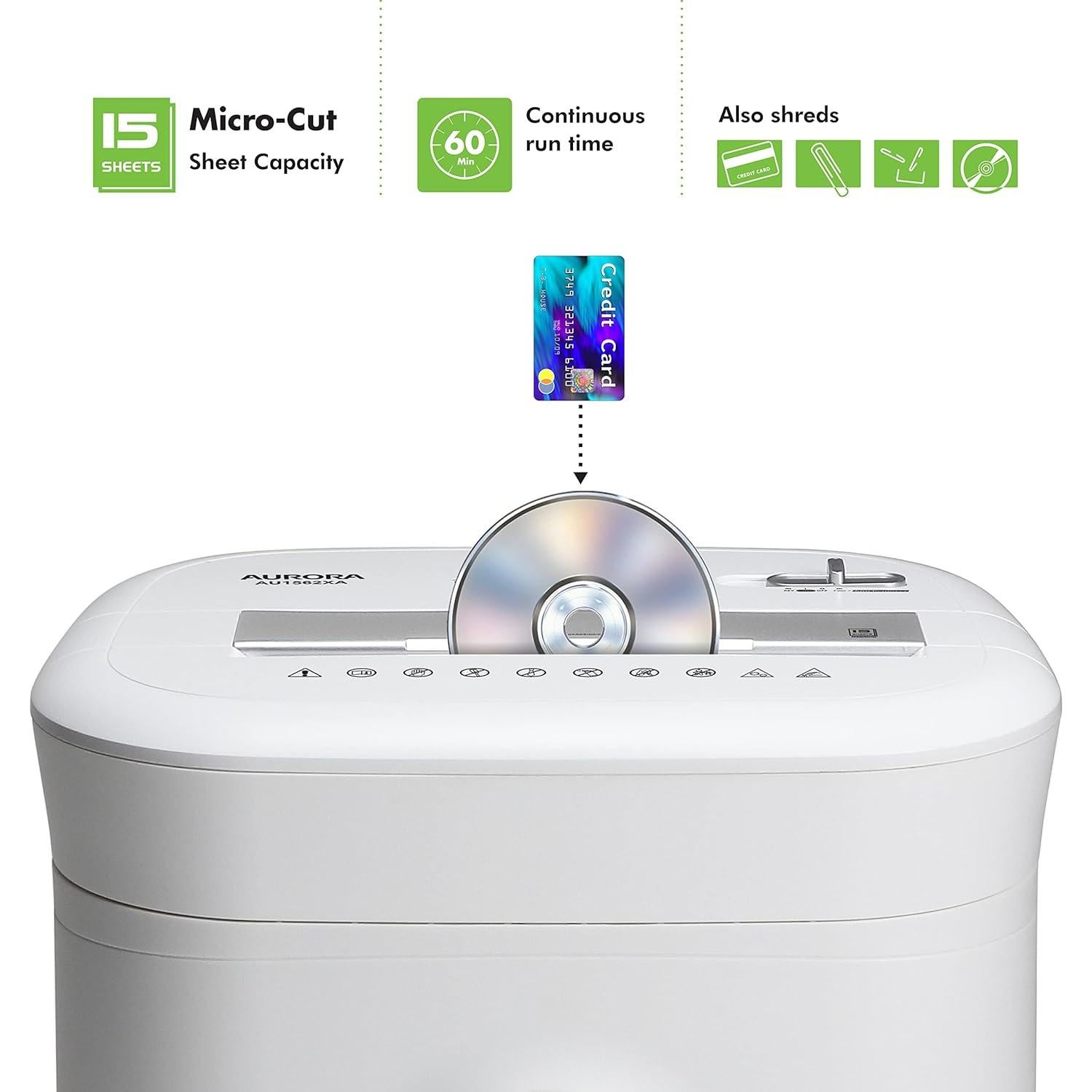 Destructora de papel Aurora AU1562XA 15 hojas corte cruzado