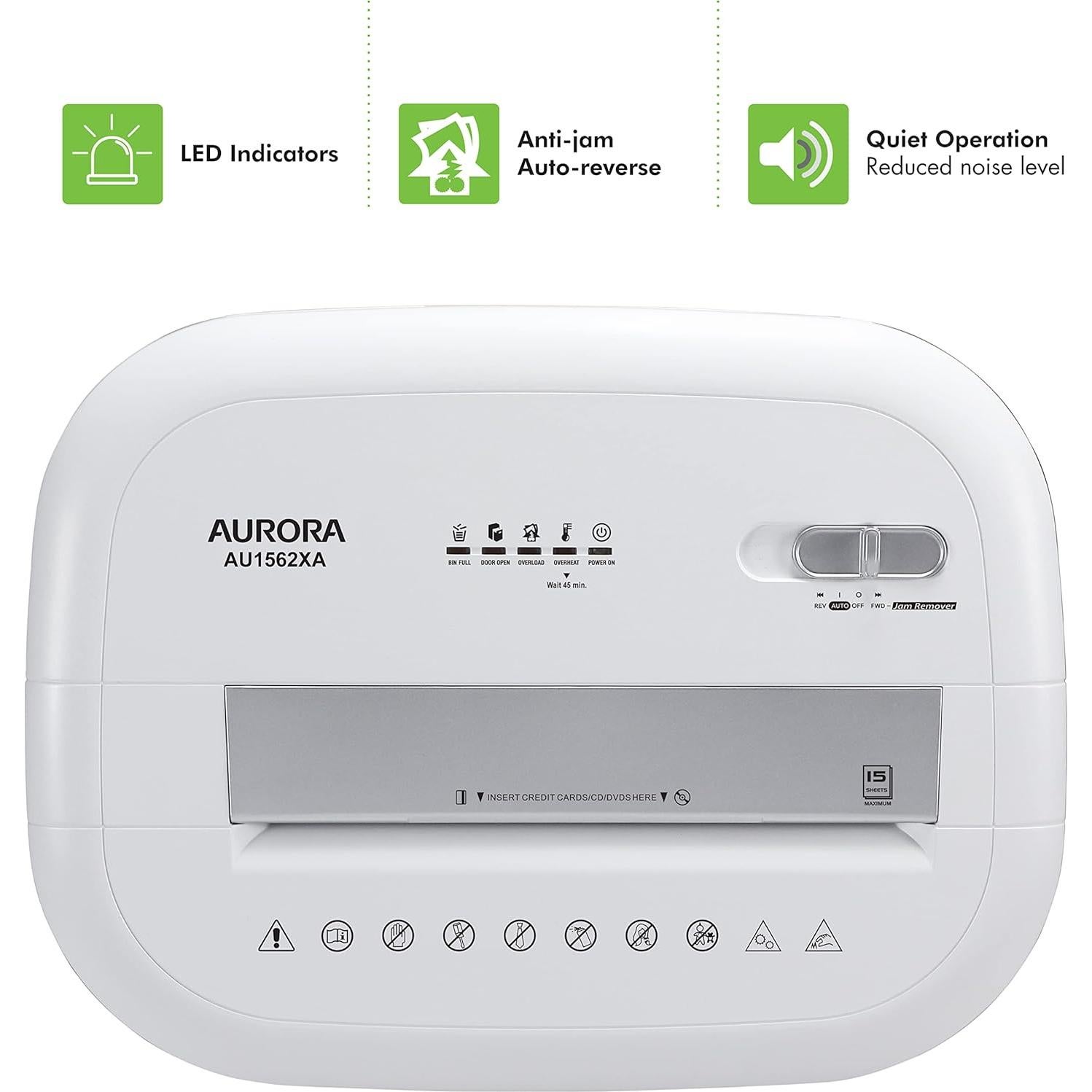 Destructora de papel Aurora AU1562XA 15 hojas corte cruzado