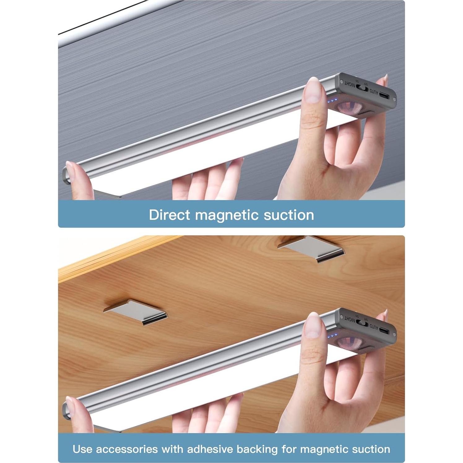 Luces Bajo Gabinete YIGER 52 LED Recargables con Sensor Movimiento