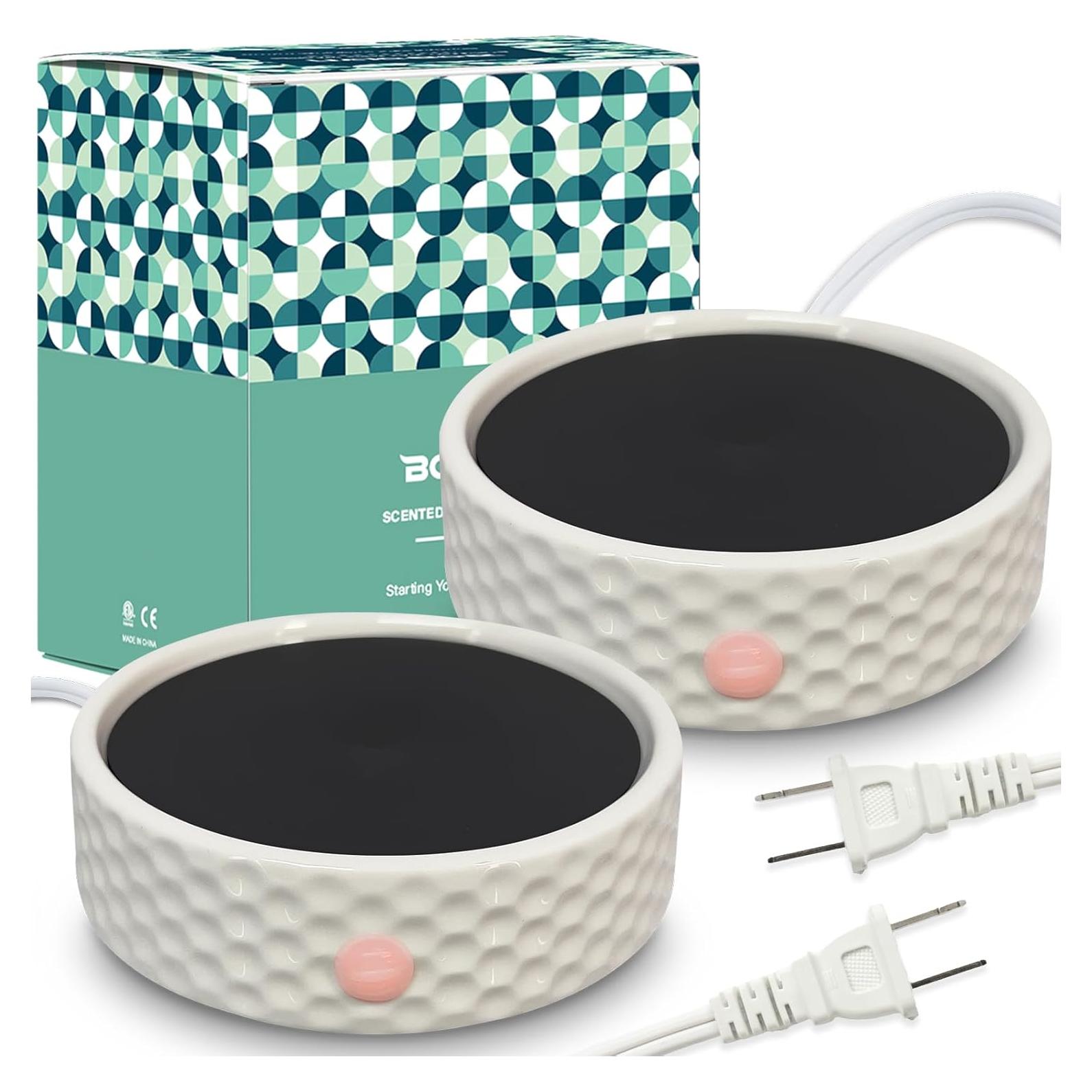 Plato Calentador de Velas Eléctrico Bobolyn Cerámico 2 Piezas