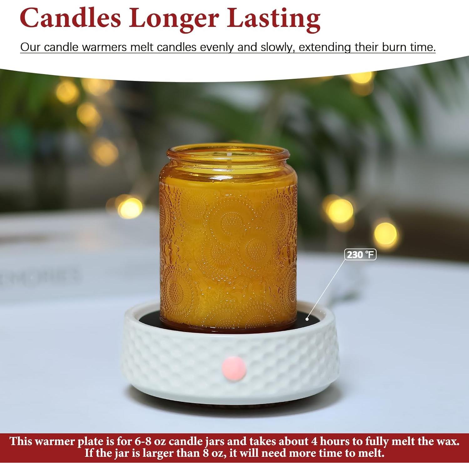 Plato Calentador de Velas Eléctrico Bobolyn Cerámico 2 Piezas