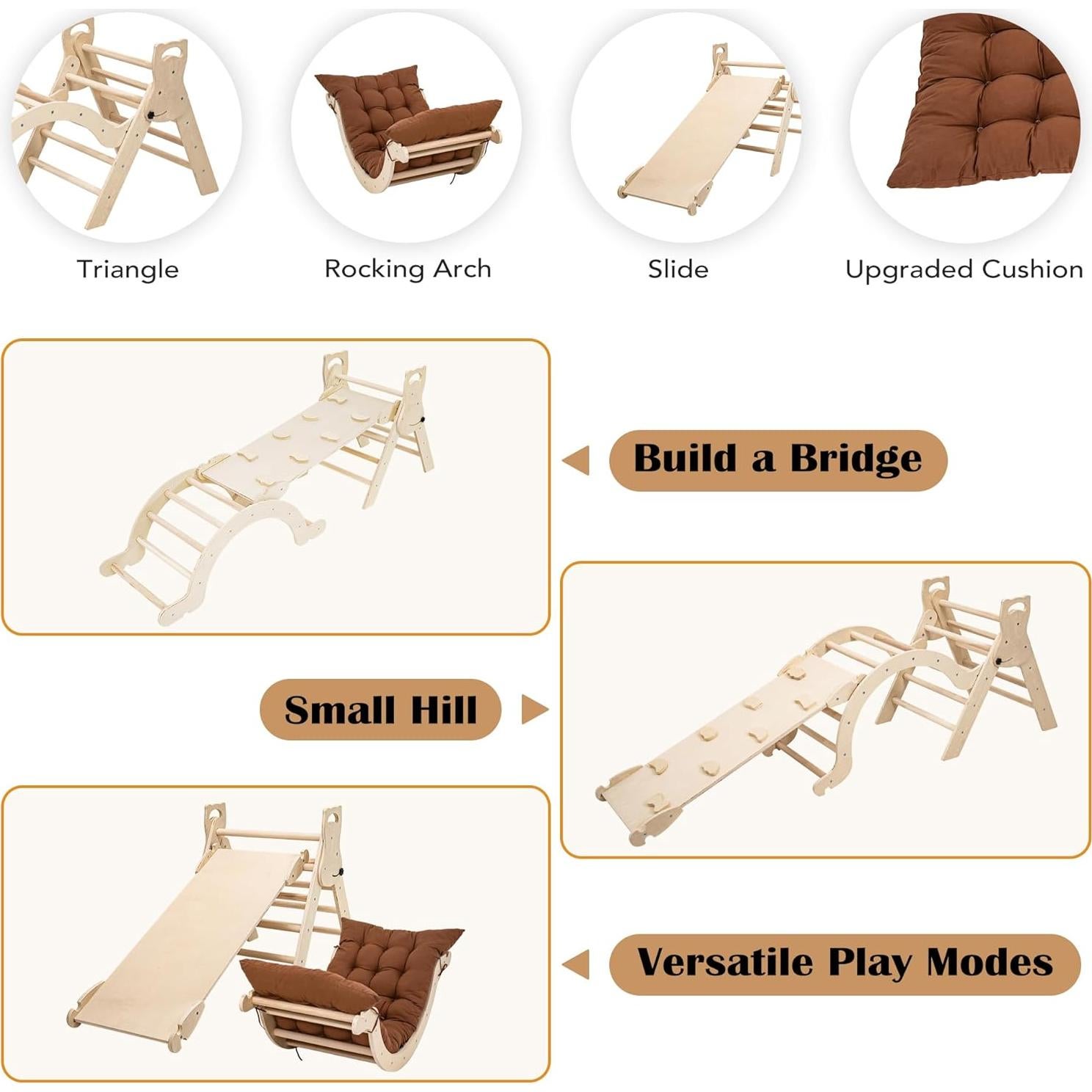 Conjunto de Escalada Pikler INNOPLAY 7-en-1 para Niños 1.5-5 Años