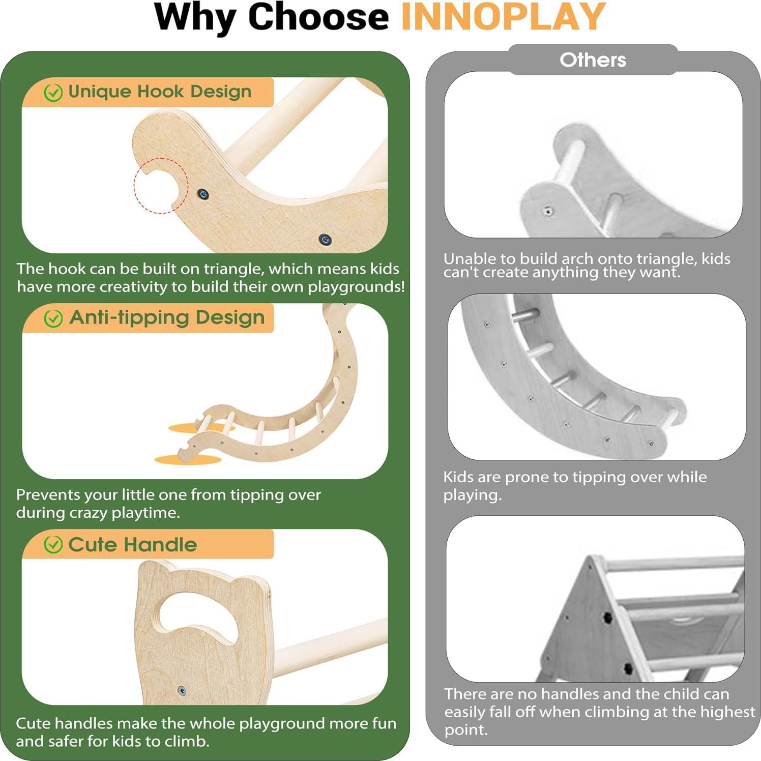 Conjunto de Escalada Pikler INNOPLAY 7-en-1 para Niños 1.5-5 Años