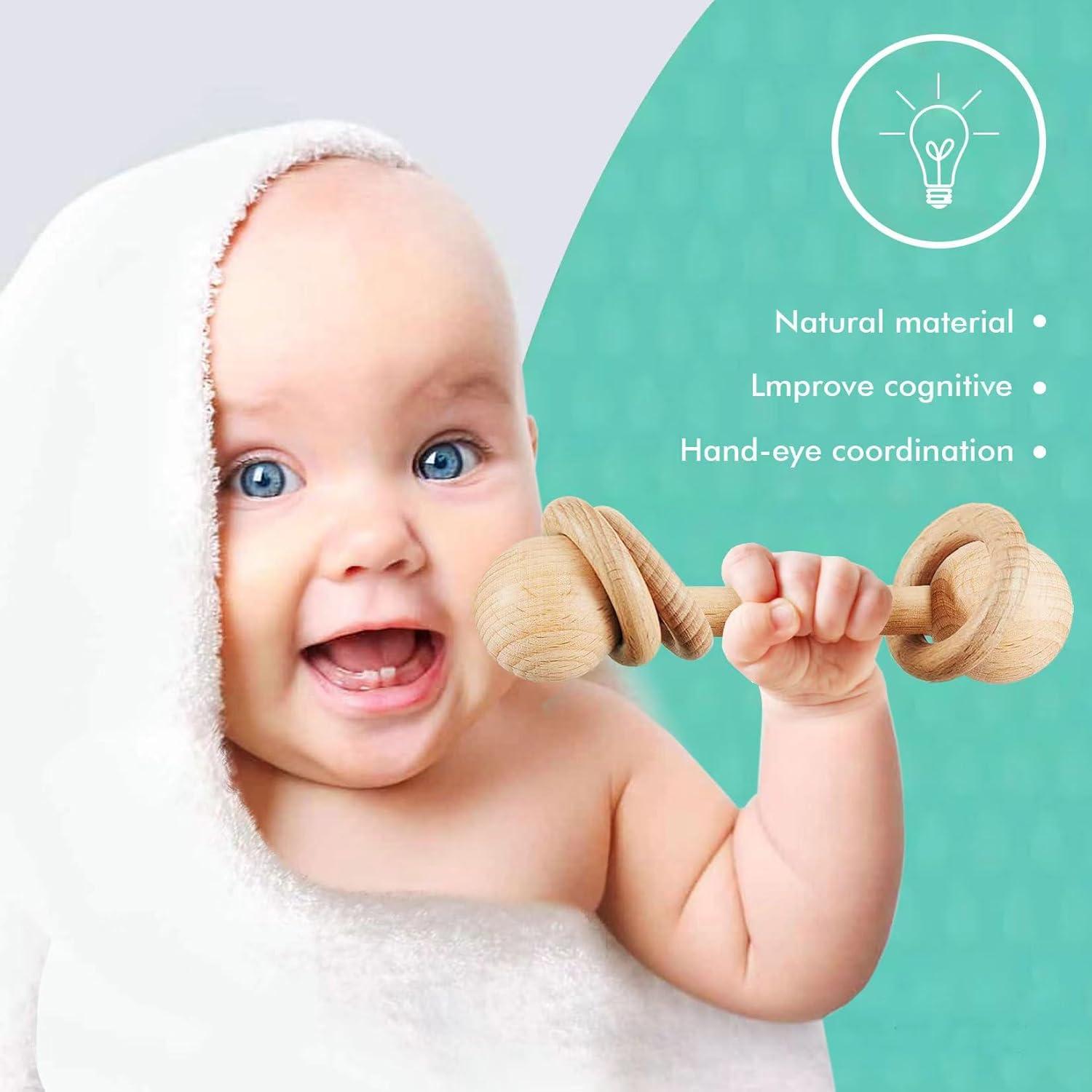 Sonajero de Madera Chriswell para Bebés - Juguete Montessori 3 Anillos