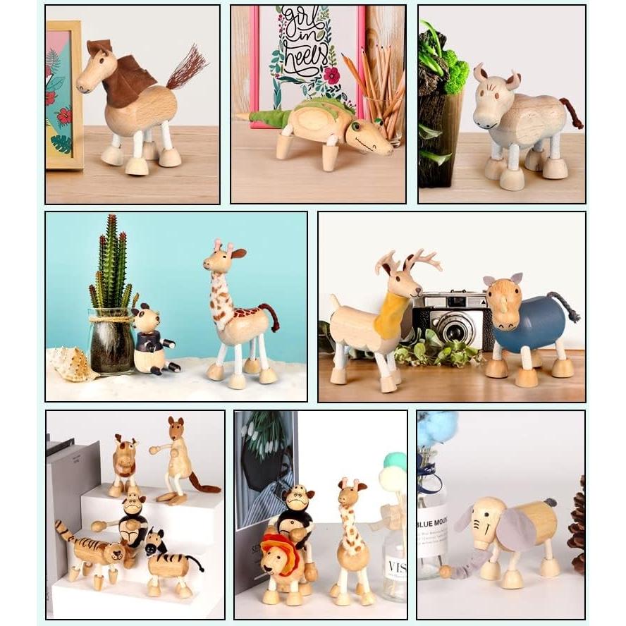 Juego de Animales de Madera MIKNEKE - 14 Figuras Flexibles