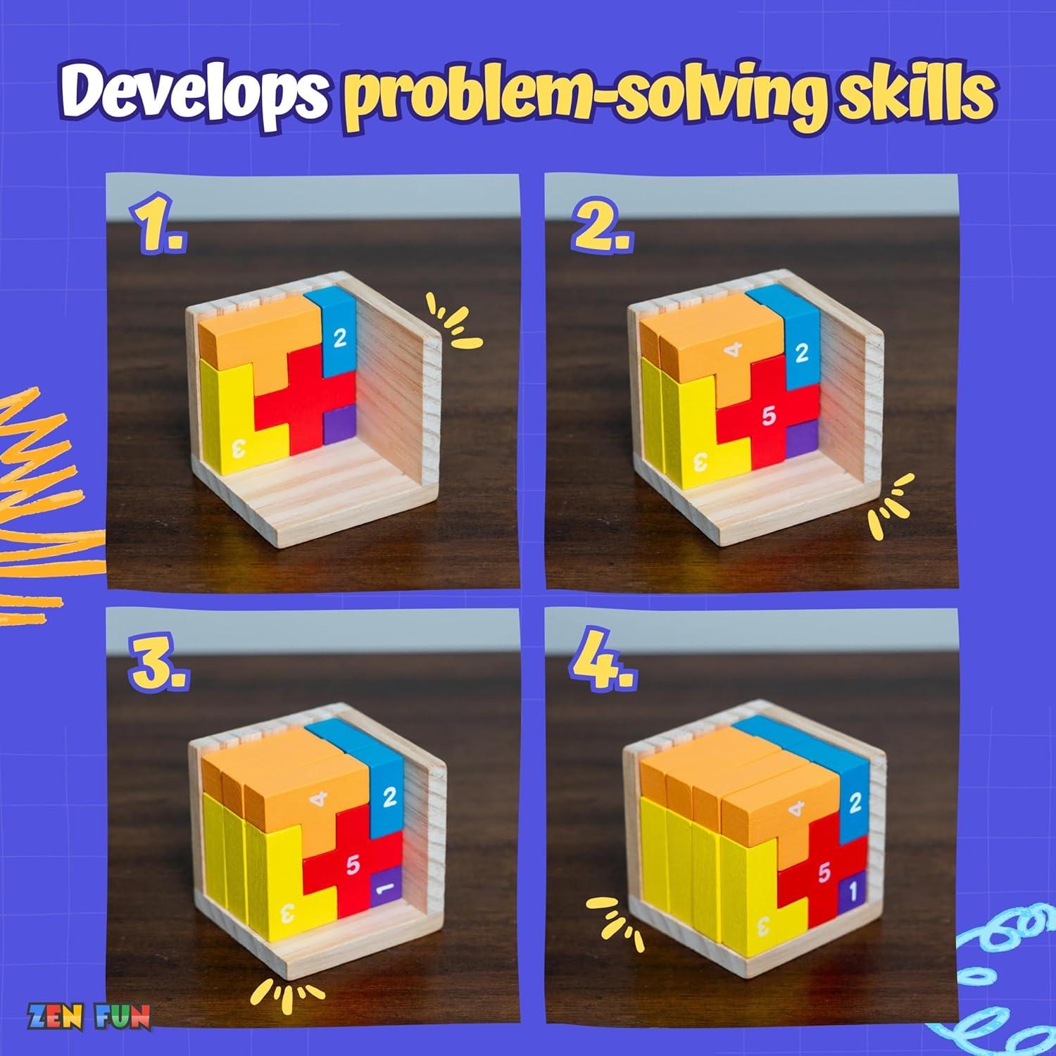 Rompecabezas 3D de Madera Zen Fun - Cubo Colorido 40 Piezas