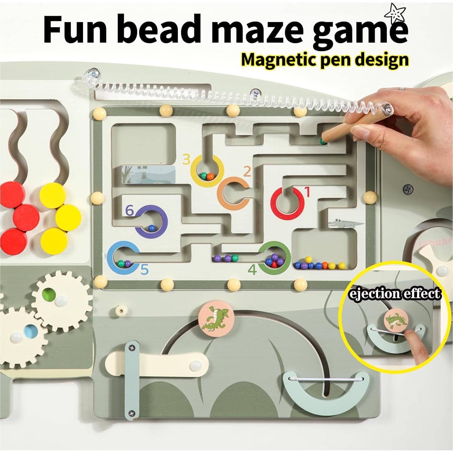 SHIERDU Tablero Sensorial Cocodrilo Verde para Niños 3-10 Años