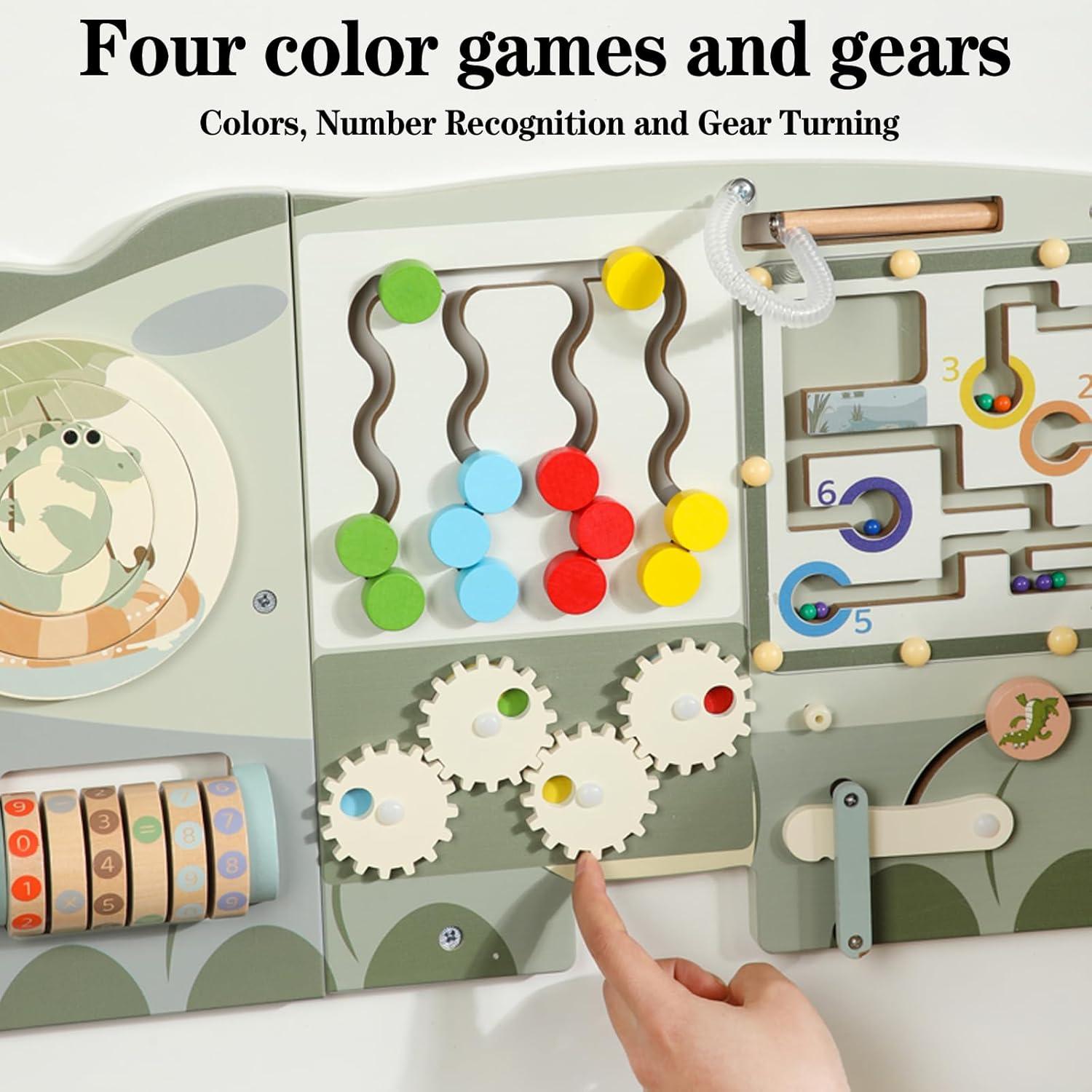 SHIERDU Tablero Sensorial Cocodrilo Verde para Niños 3-10 Años