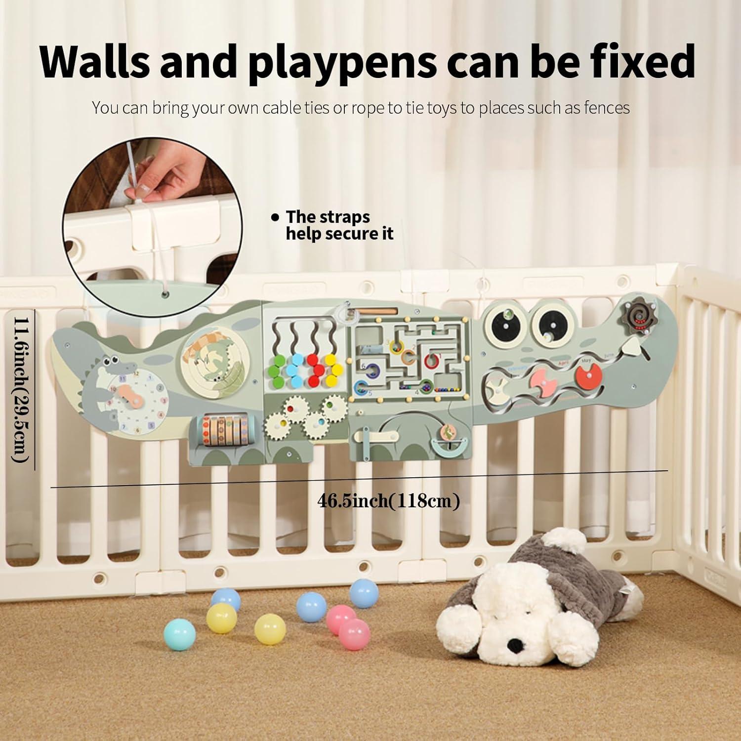 SHIERDU Tablero Sensorial Cocodrilo Verde para Niños 3-10 Años