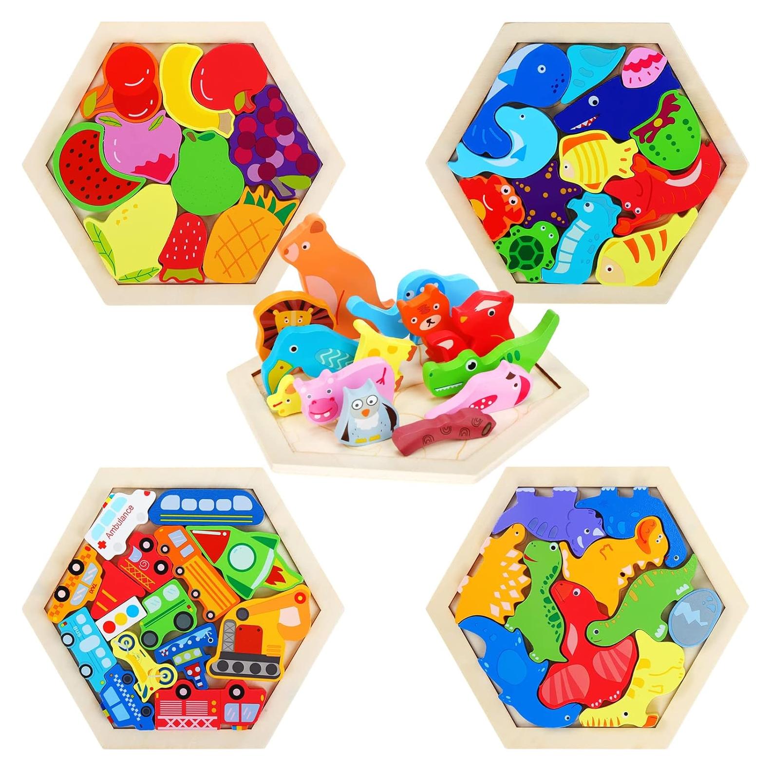 Paquete de 5 rompecabezas de madera Jerify para niños