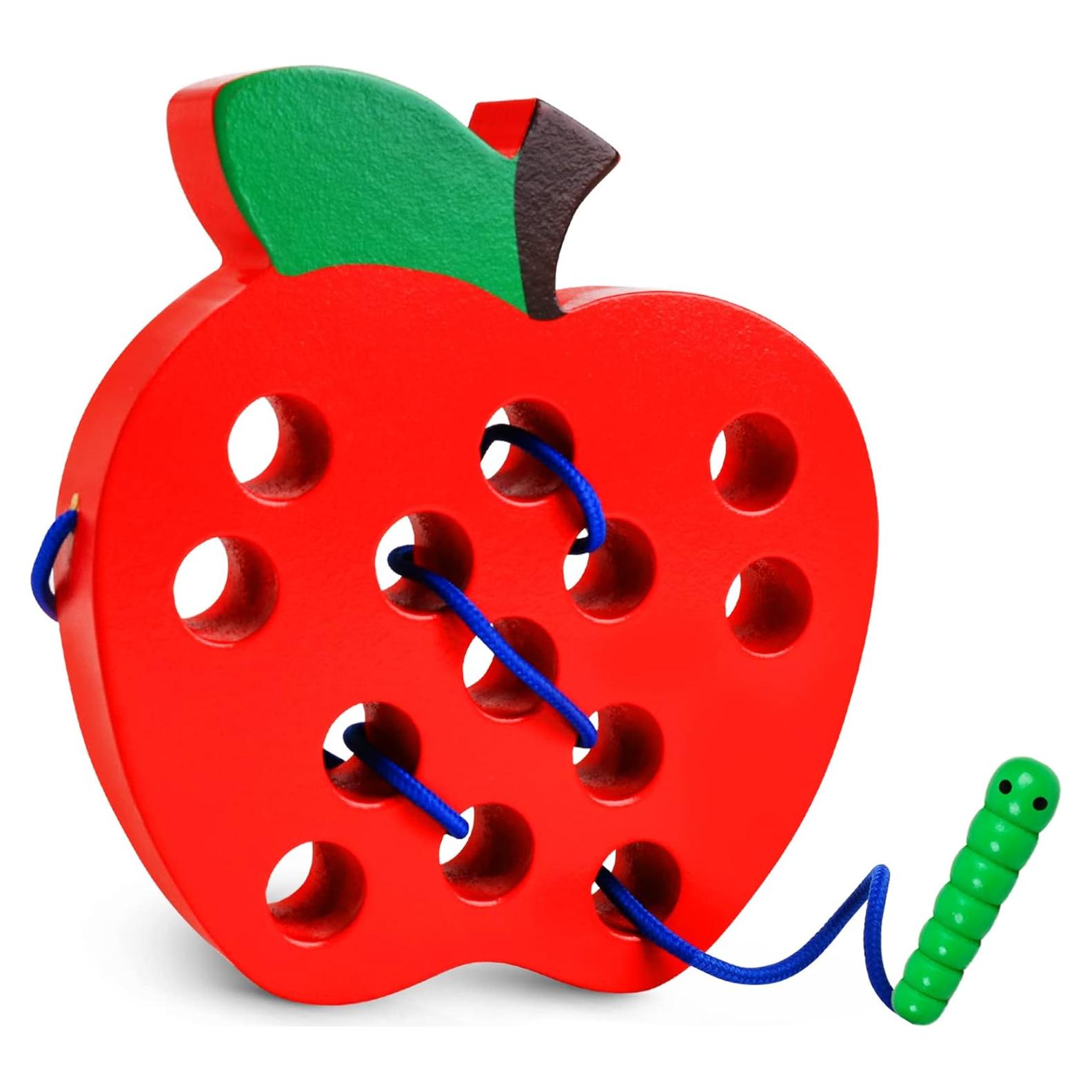 Juguete de Enhebrado de Madera Skrtuan Manzana 15x14cm