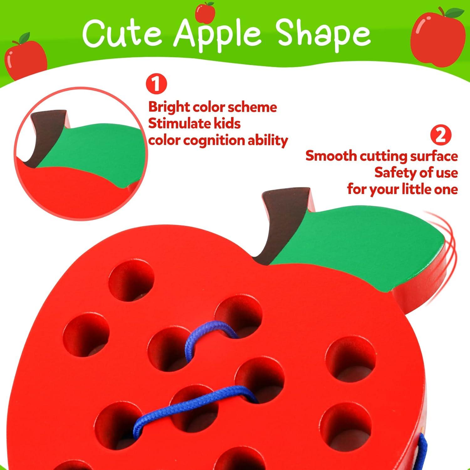 Juguete de Enhebrado de Madera Skrtuan Manzana 15x14cm