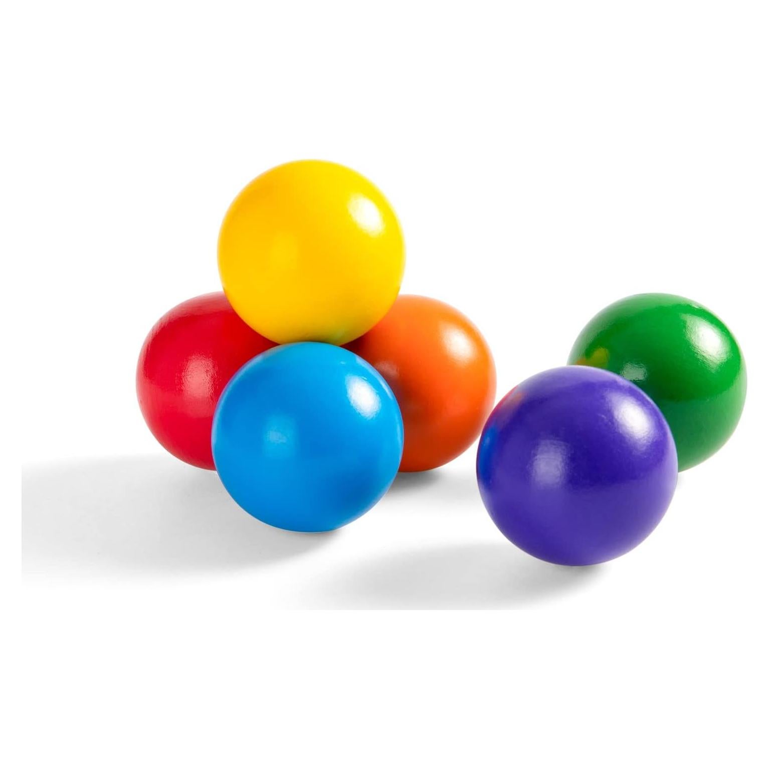 Bolas de Madera Arcoíris MerryHeart - 6 Pcs, 11.6 cm, Juguete Educativo