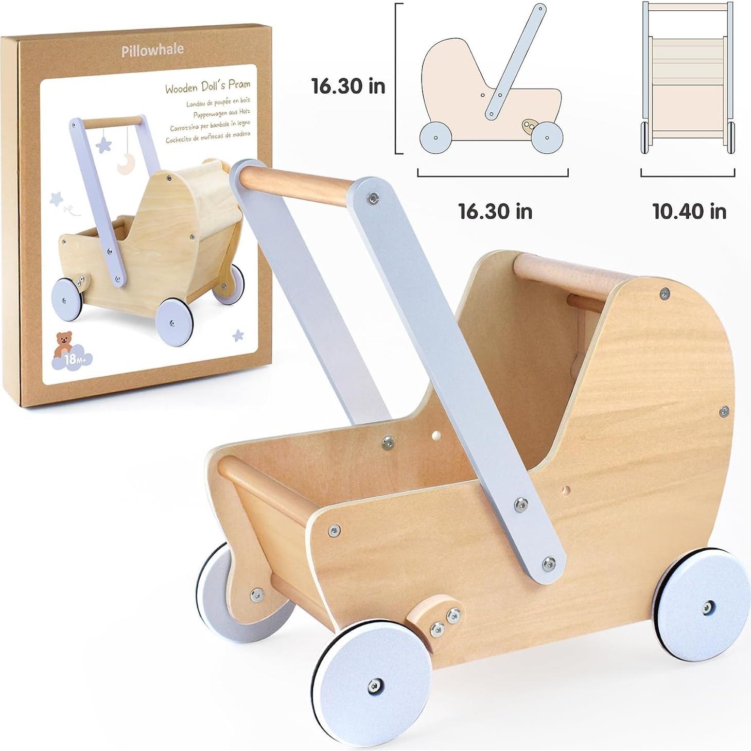 Cochecito de Muñeca de Madera Pillowhale Andador 2.25 kg