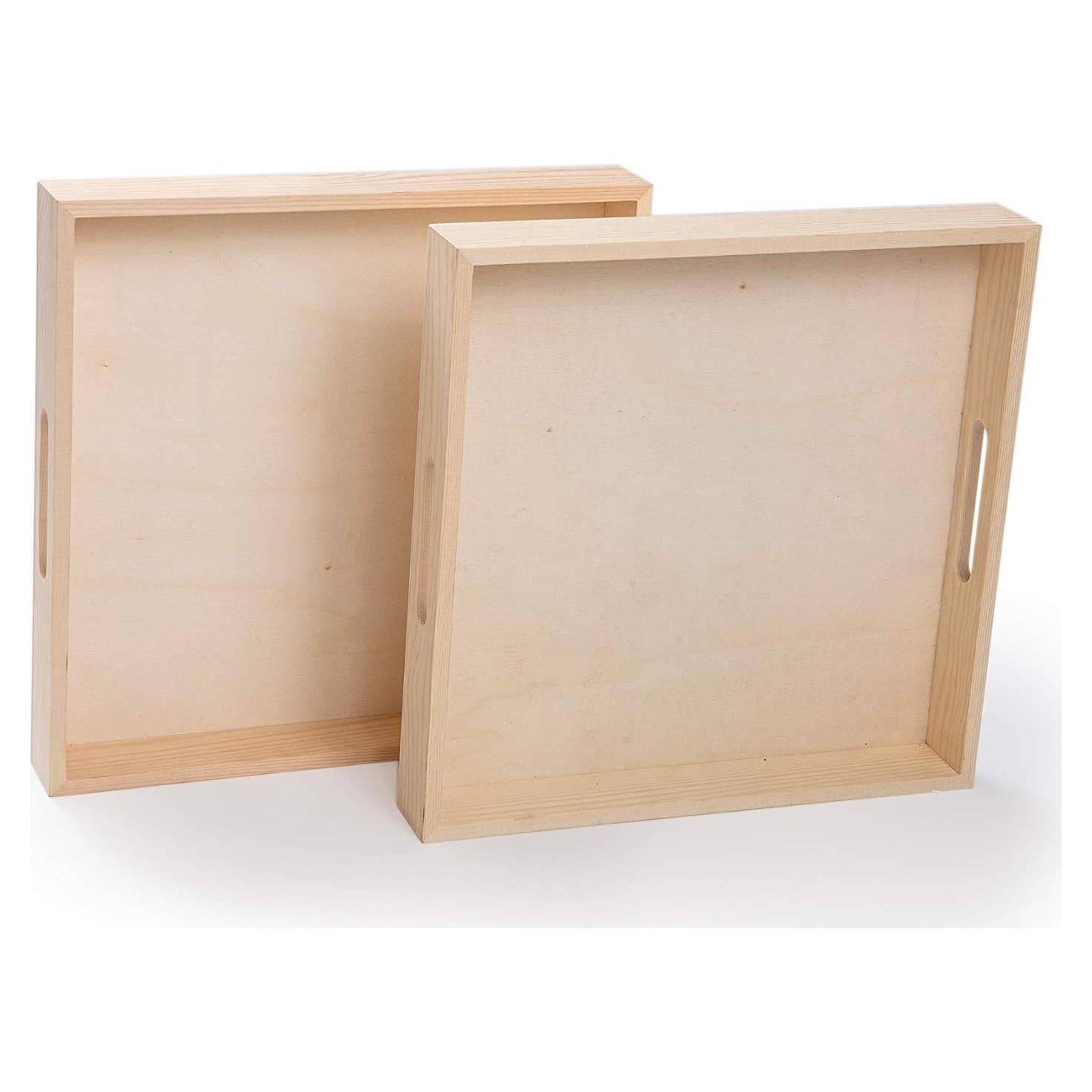 Bandeja de Madera Cuadrada Wooden Living - Paquete de 2