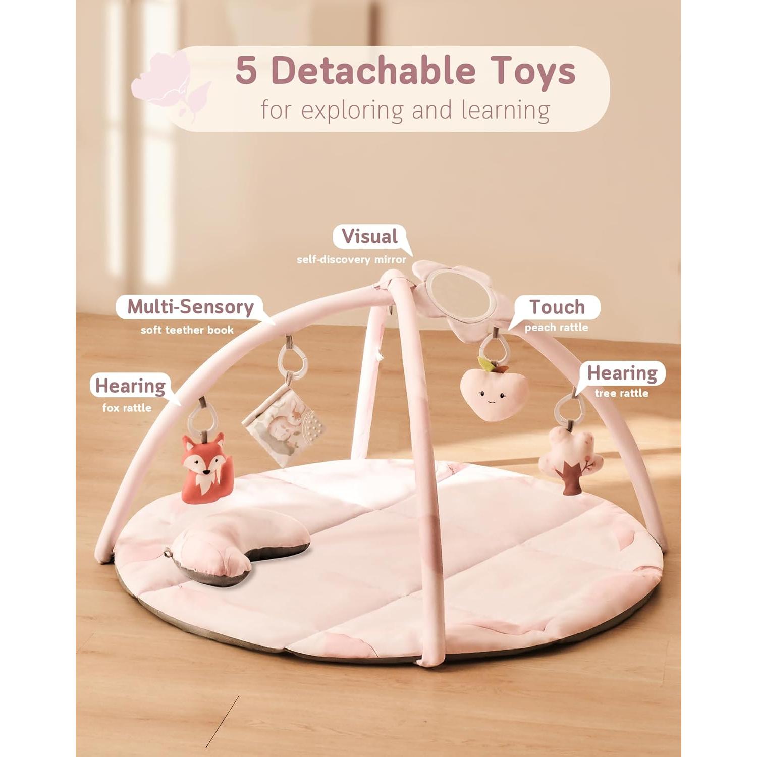 Gimnasio de Juego Fortella para Bebés Rosa Claro con 5 Juguetes