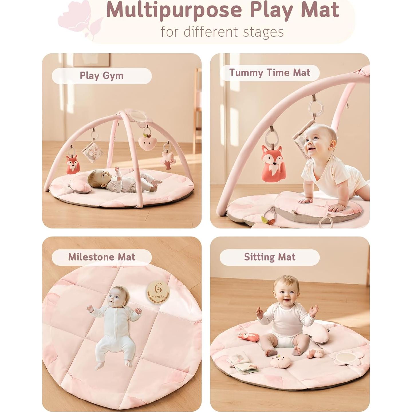 Gimnasio de Juego Fortella para Bebés Rosa Claro con 5 Juguetes